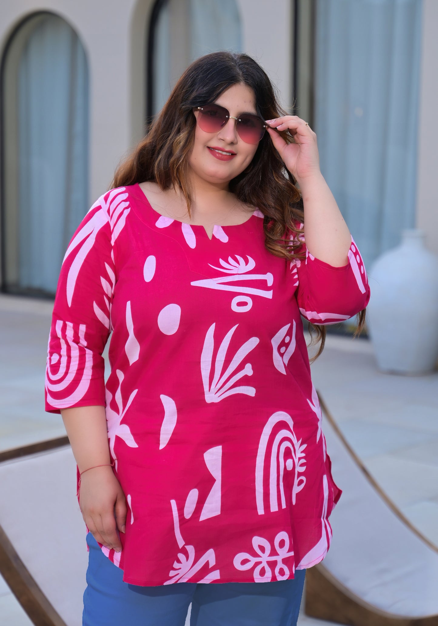 Pink Abstract Printed Top