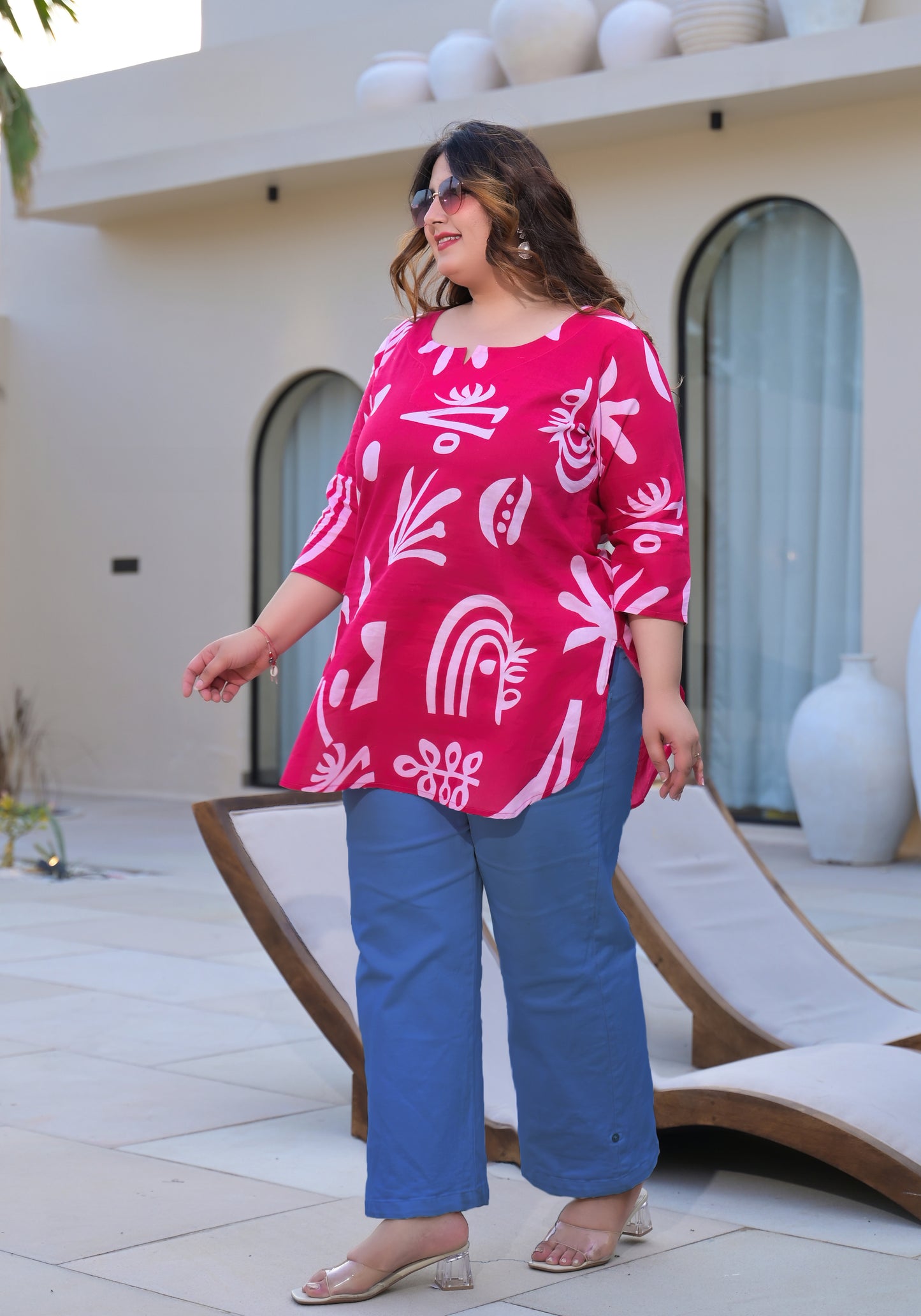 Pink Abstract Printed Top
