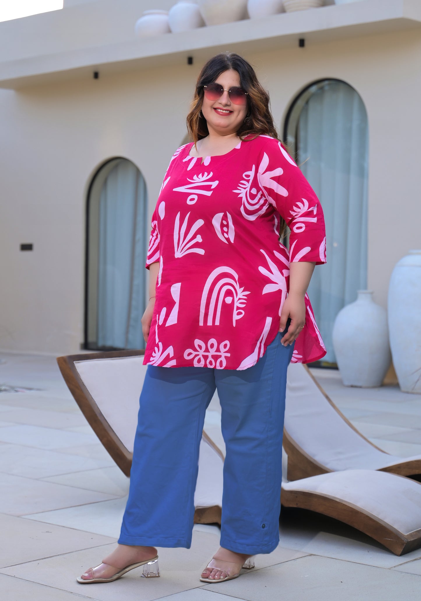 Pink Abstract Printed Top