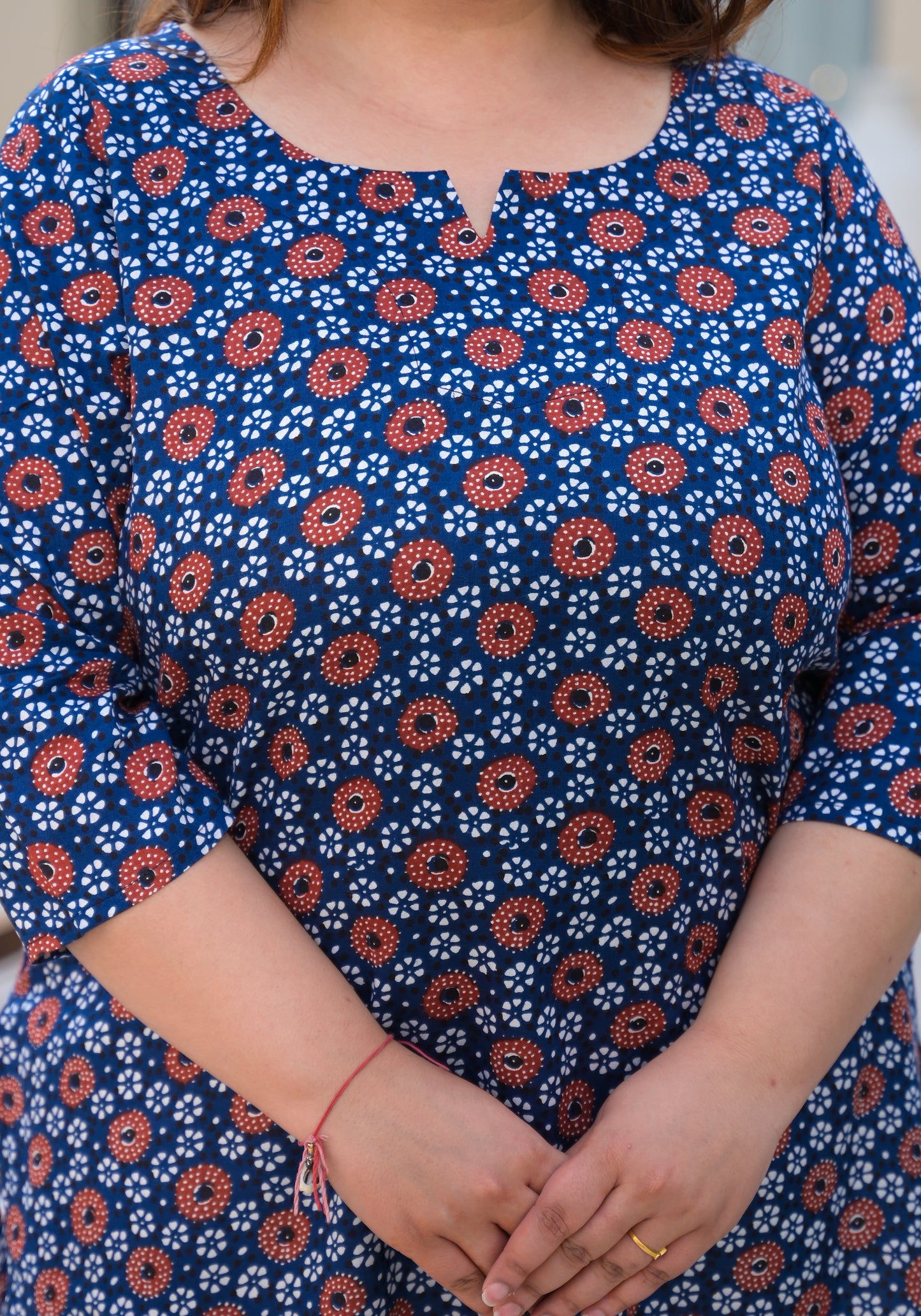 Blue Geometrical Printed Top
