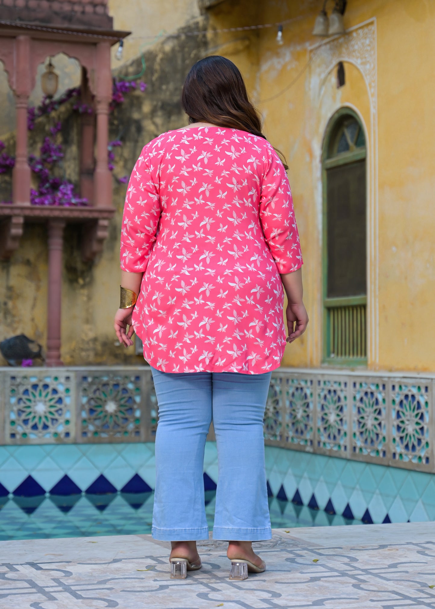 Pink Abstract Printed Top