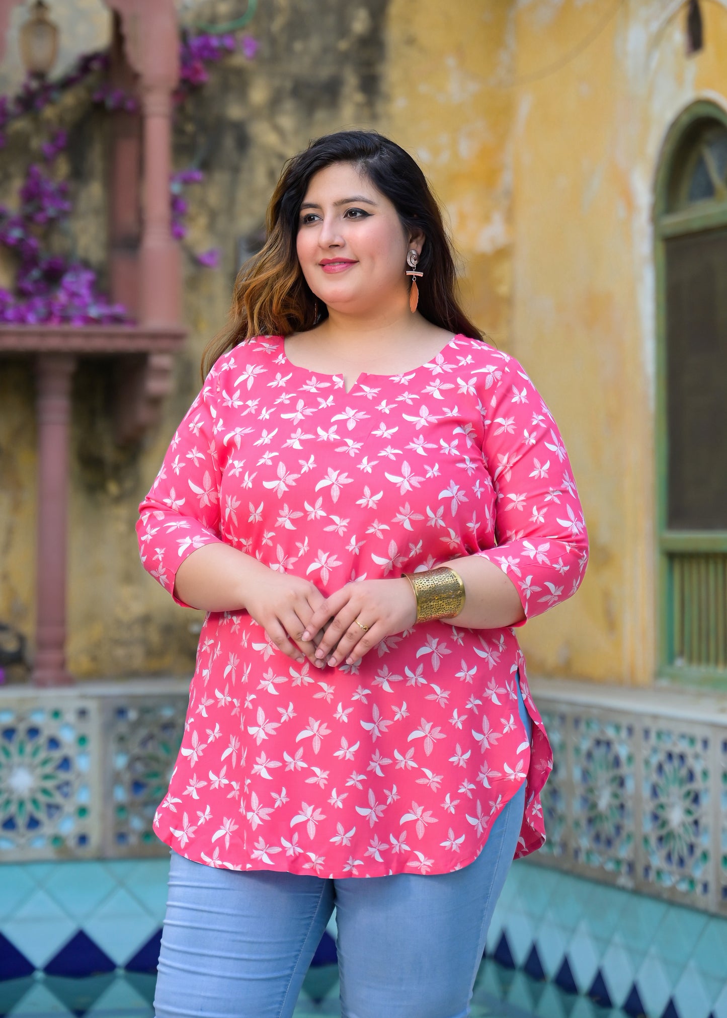 Pink Abstract Printed Top