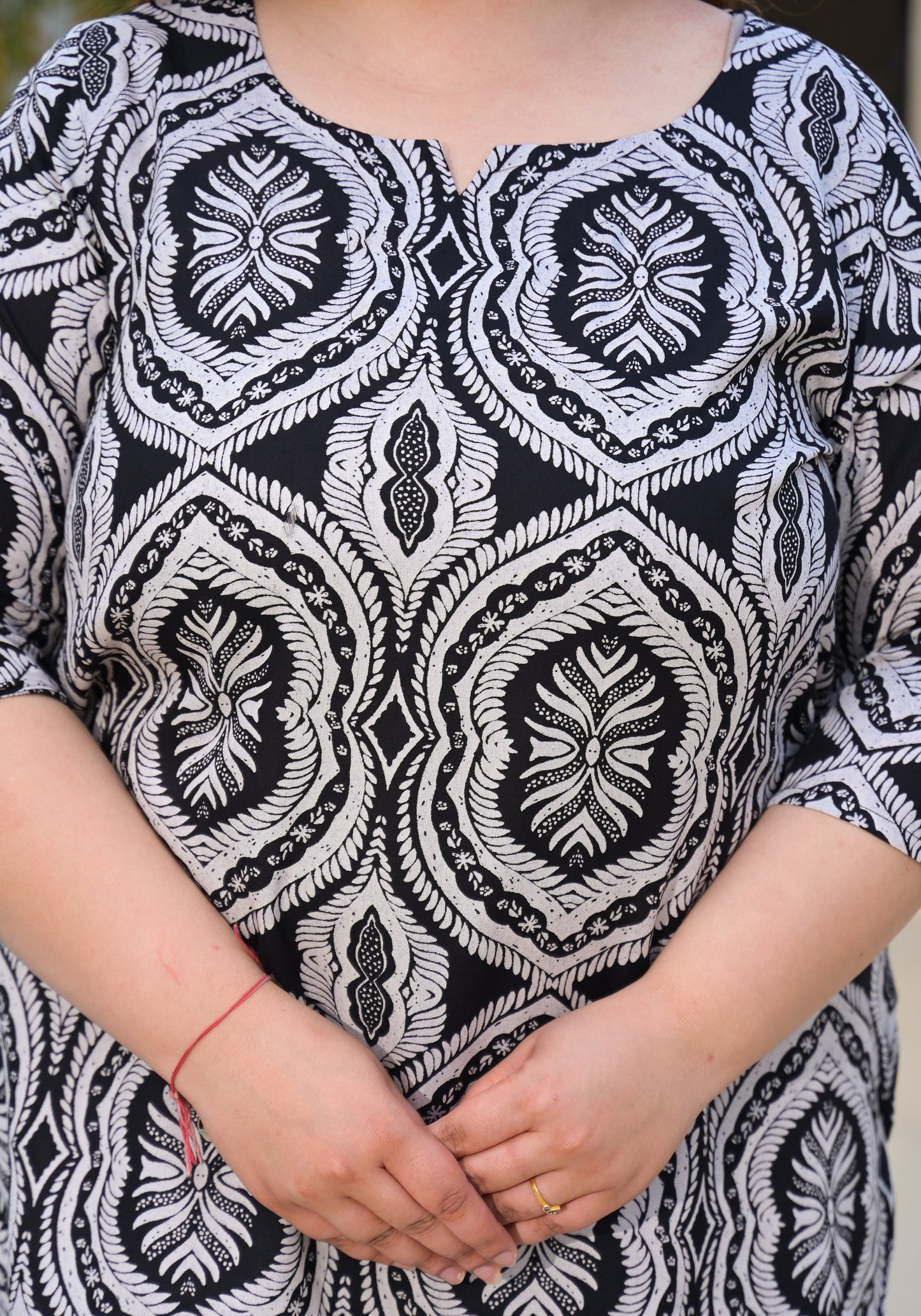 Grey Black Geometrical Printed Top