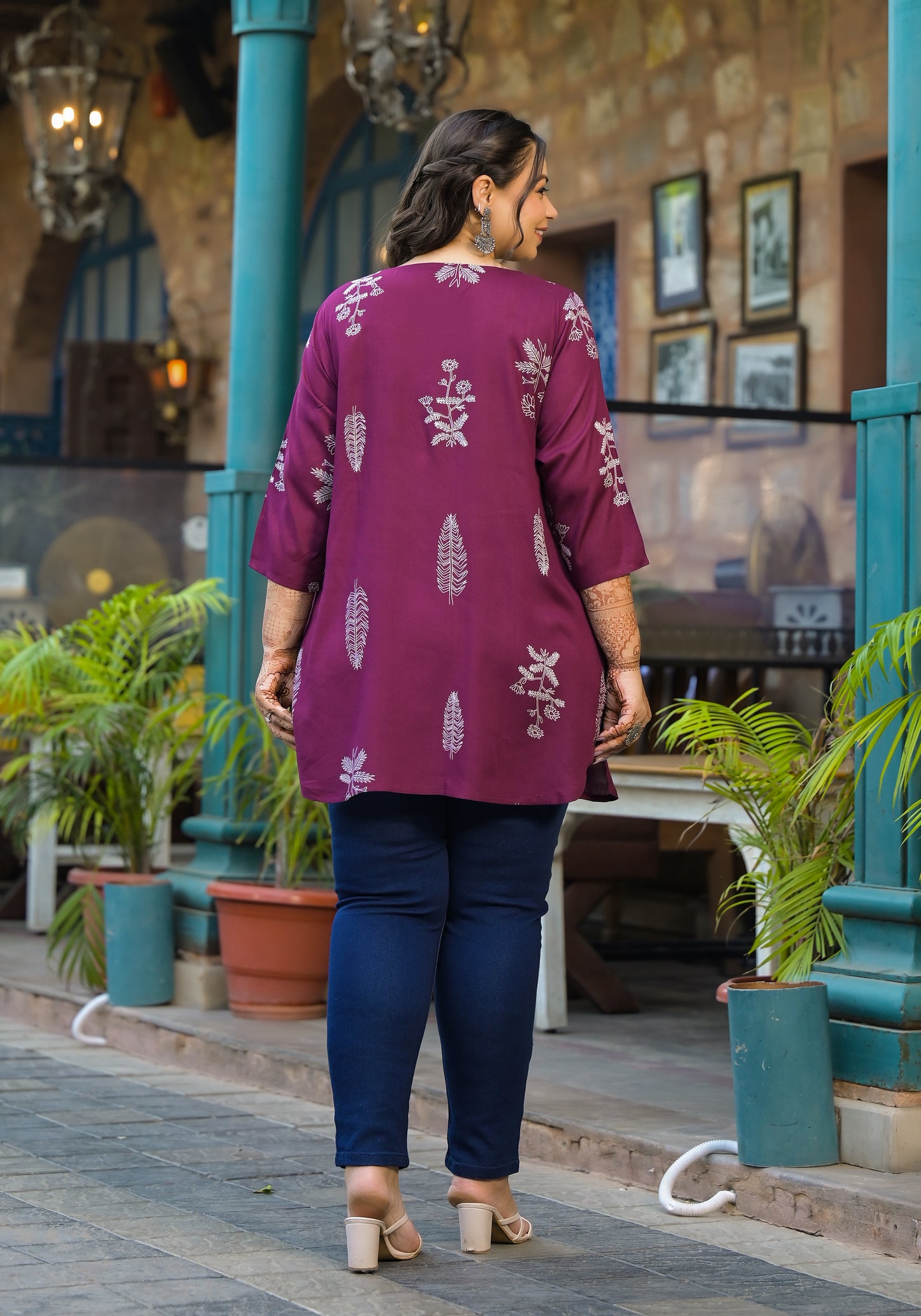 Maroon Floral Printed Top