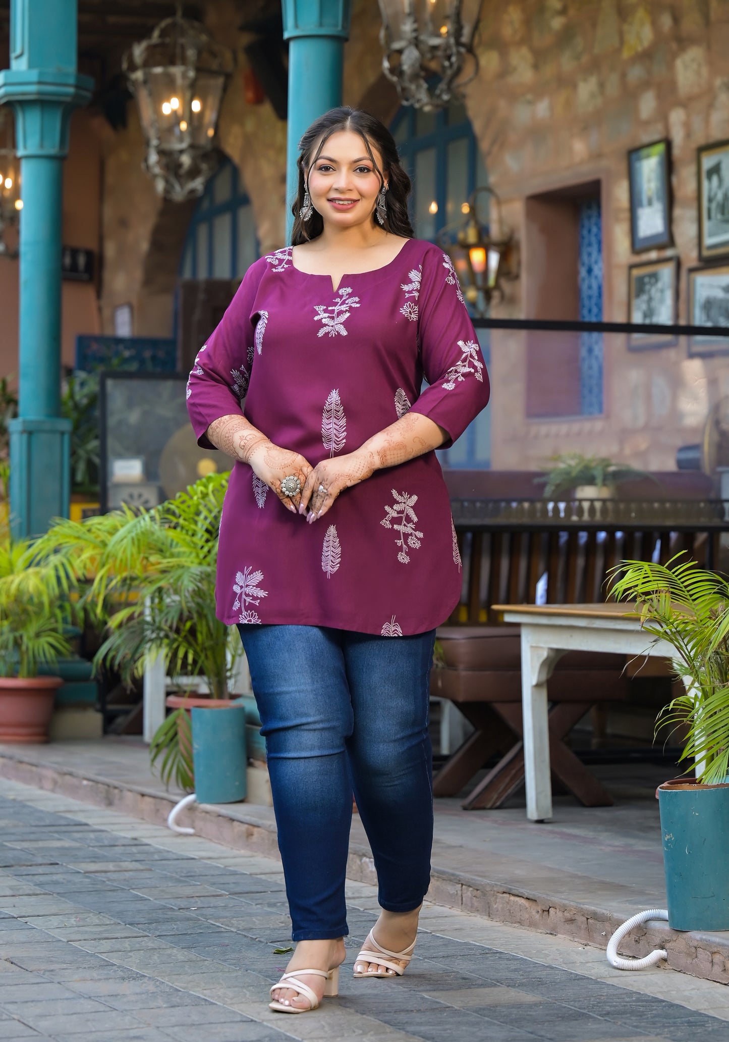 Maroon Floral Printed Top