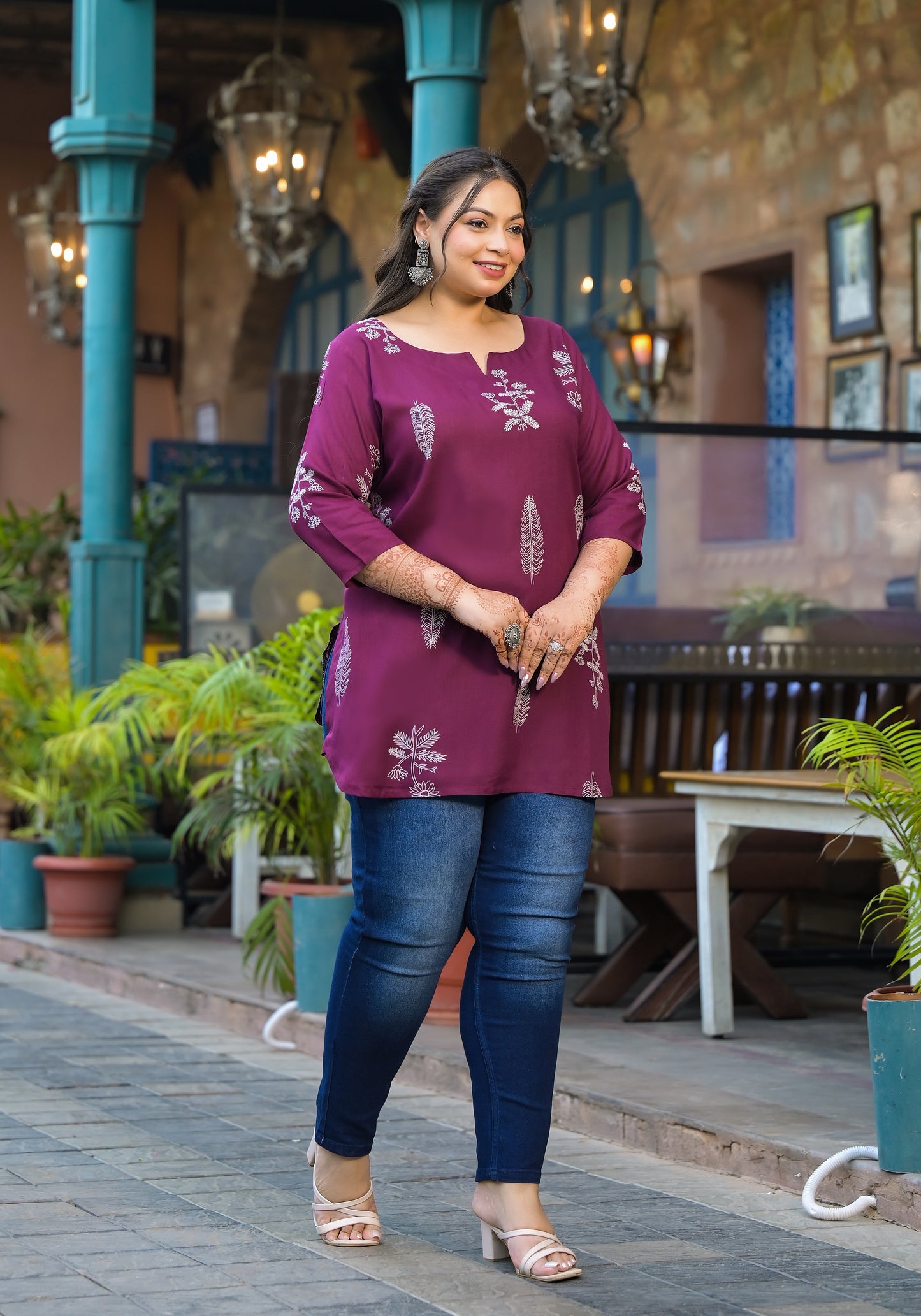 Maroon Floral Printed Top
