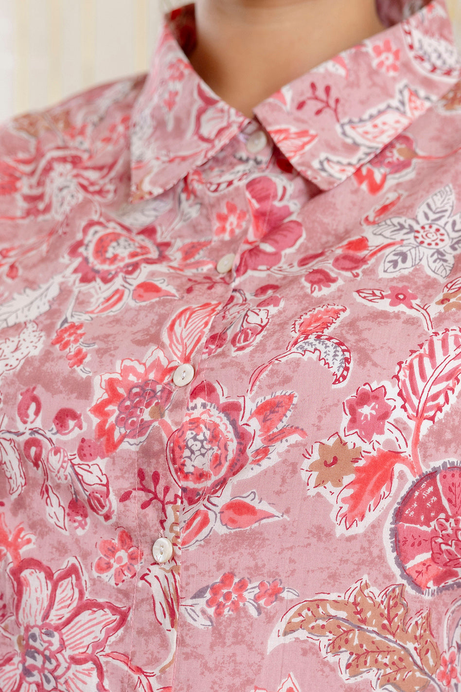 Peach Pure Cotton Co-Ord Tunic and Pant Set