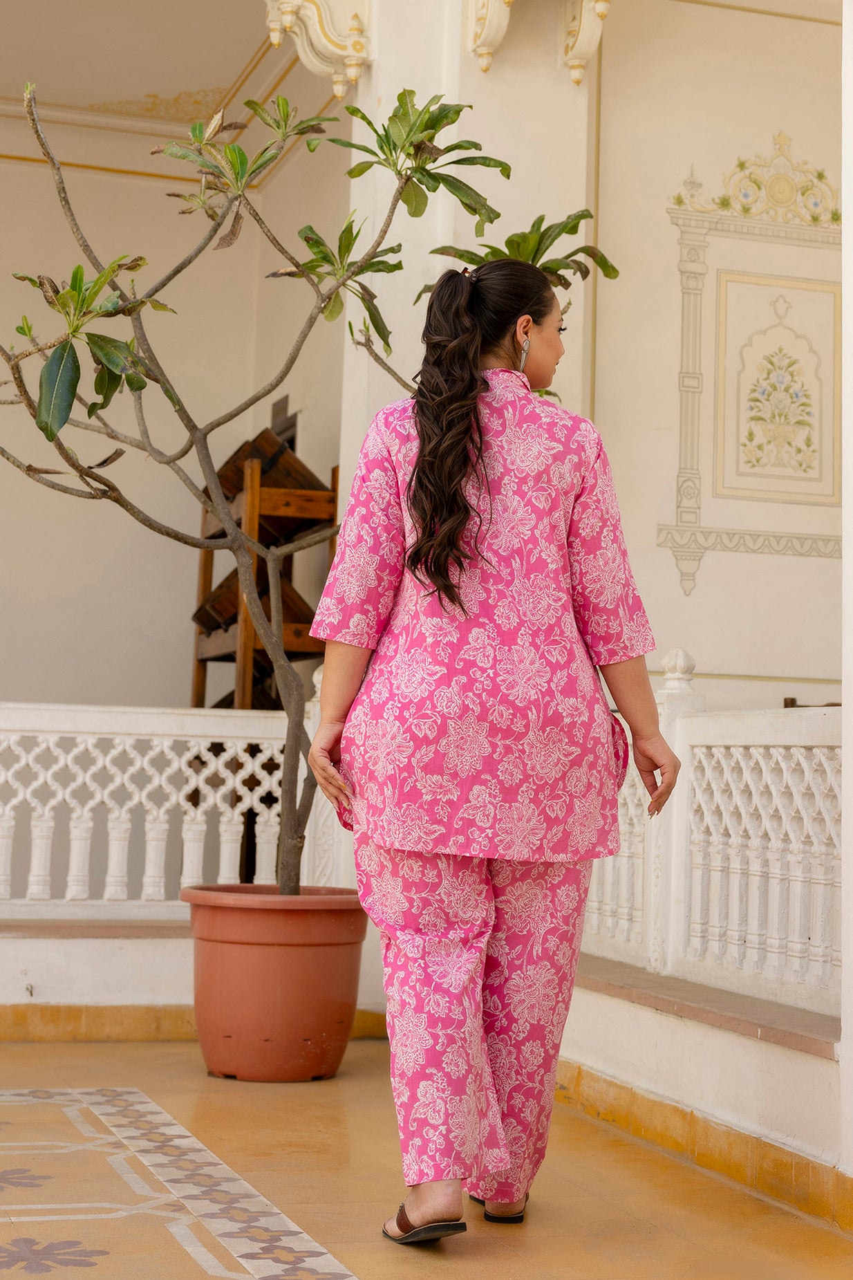 Pink Pure Cotton Co-Ord Tunic and Pant Set