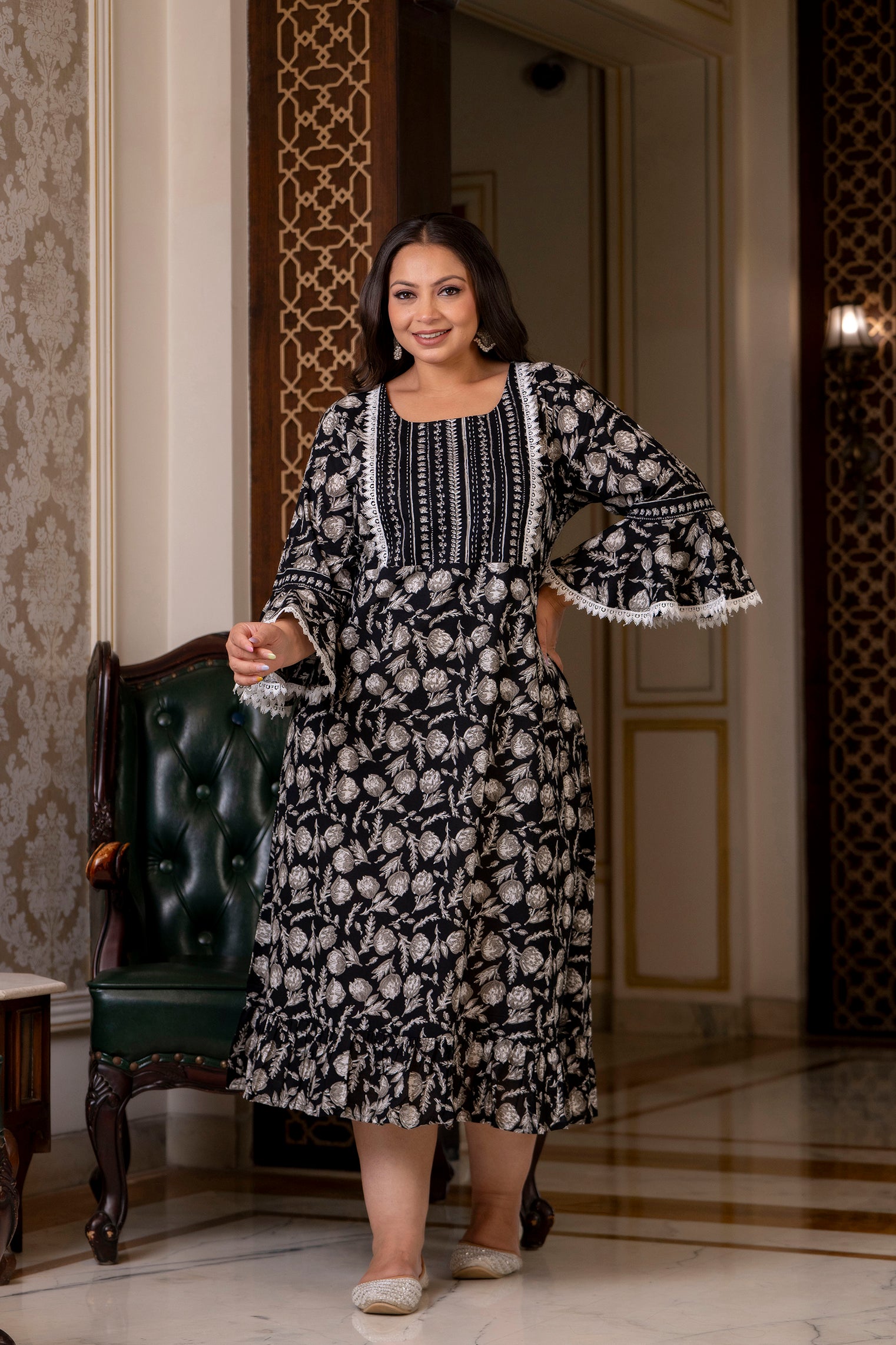 Buy Plus Size Black Pure Cotton Printed Long Dress For Women Leeropa Buy Plus Size Black Pure Cotton Printed Long Dress For Women Leeropa