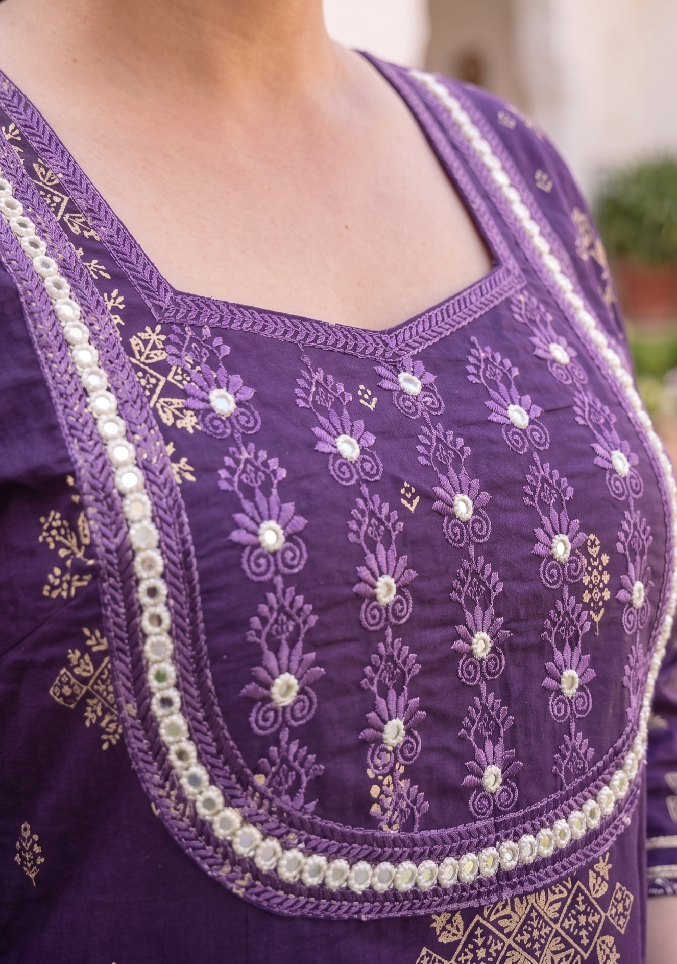 Dark Purple Anarkali Kurta & Dupatta Set (Pure Cotton)