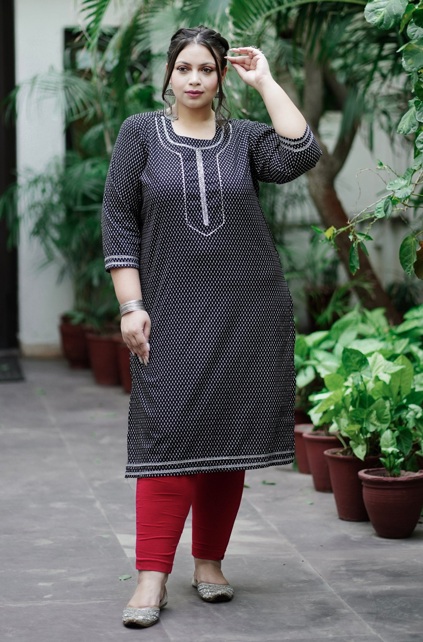 Black Pure Cotton Straight Kurti