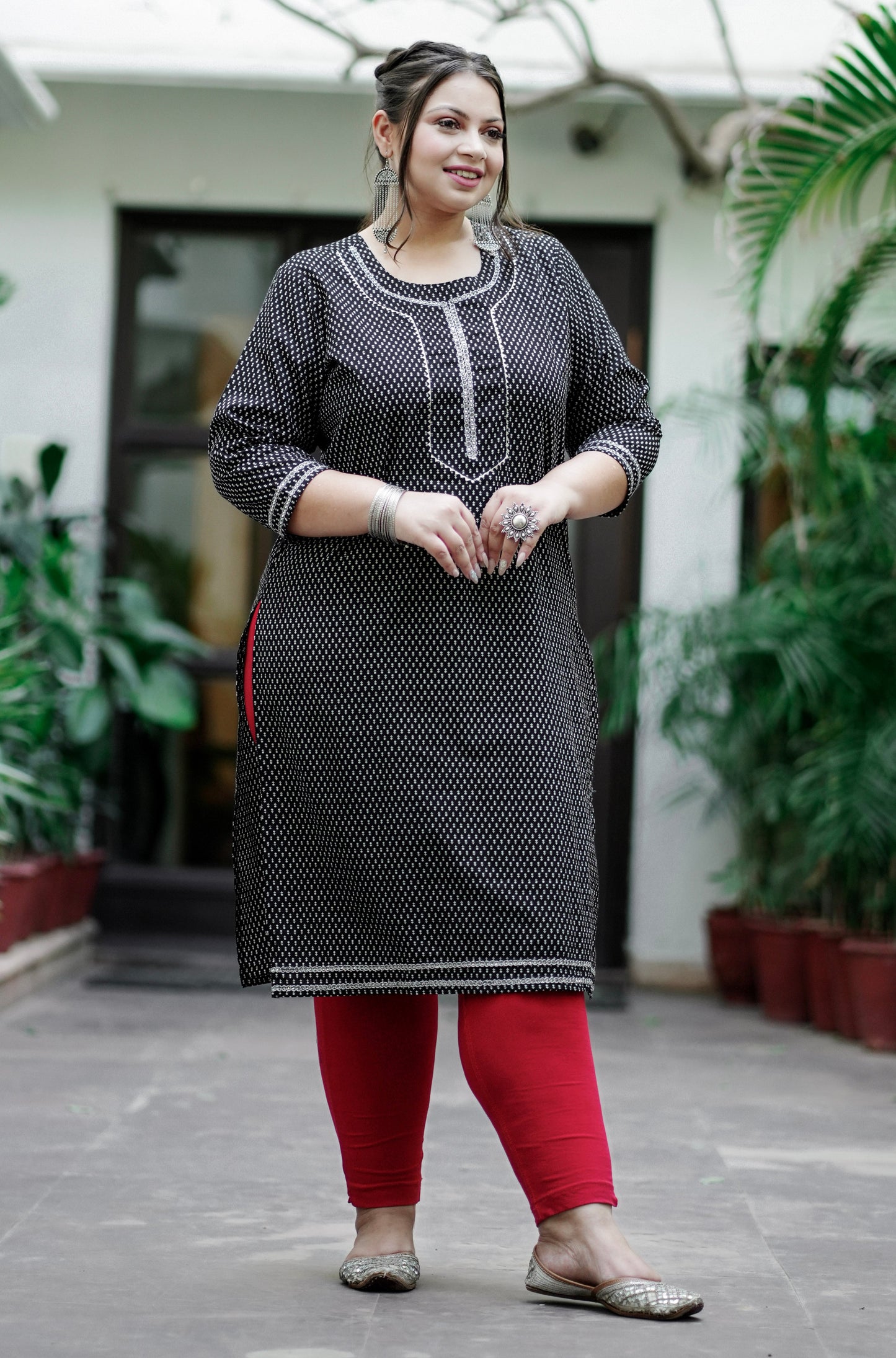Black Pure Cotton Straight Kurti