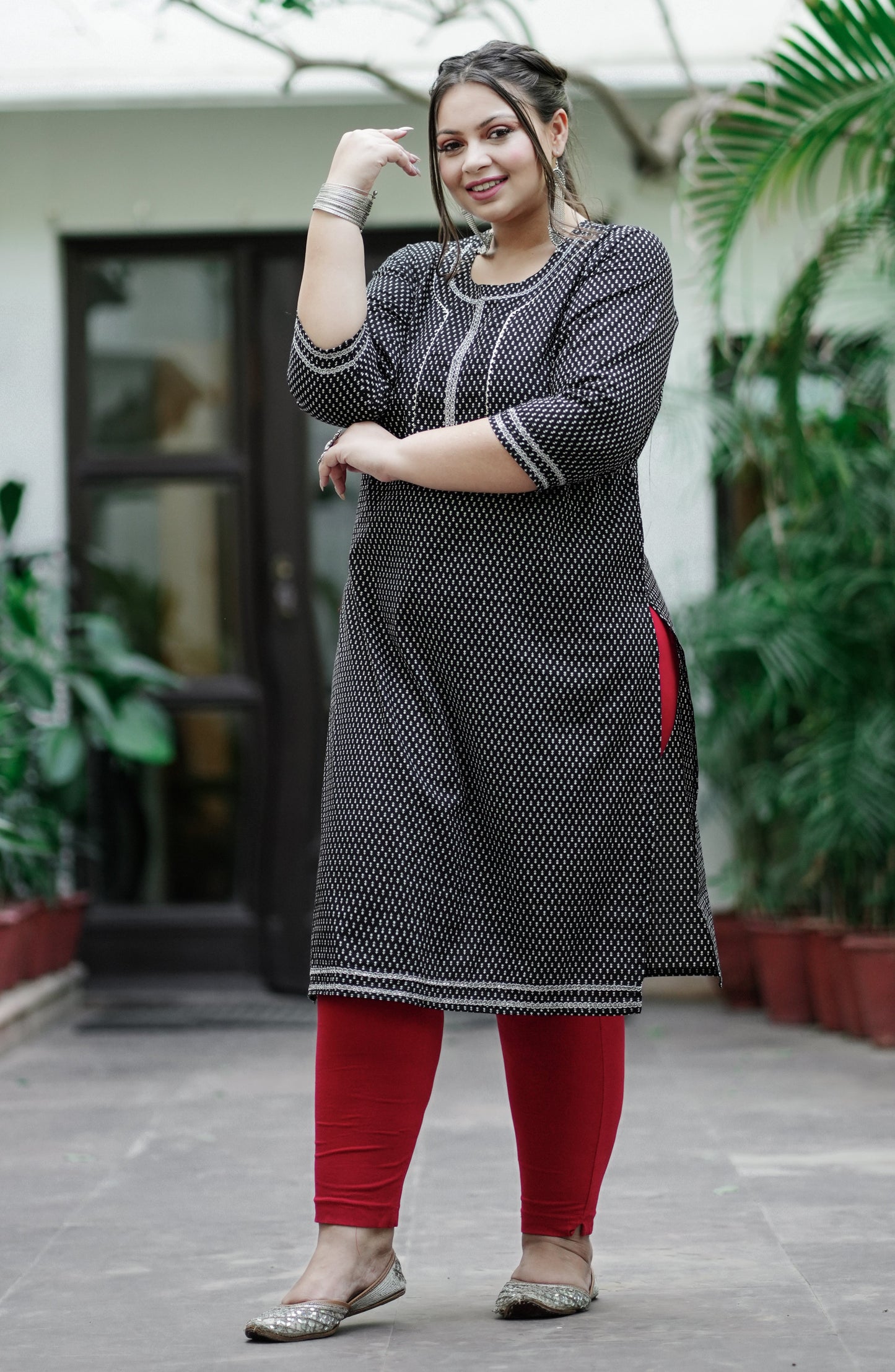 Black Pure Cotton Straight Kurti