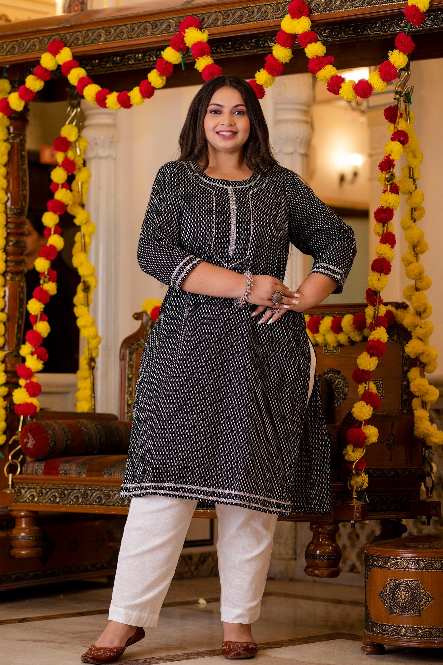 Black Pure Cotton Straight Kurti