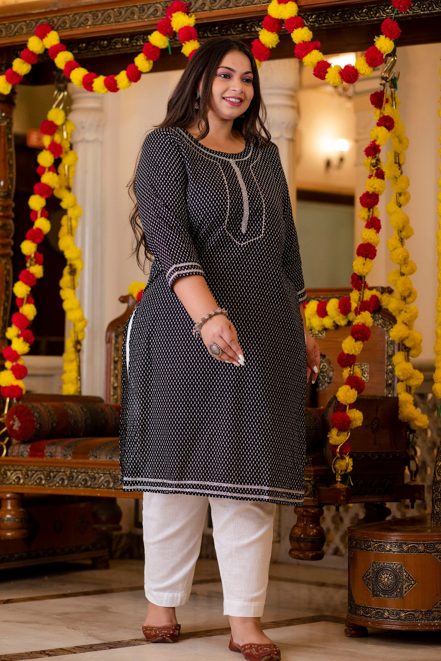 Black Pure Cotton Straight Kurti