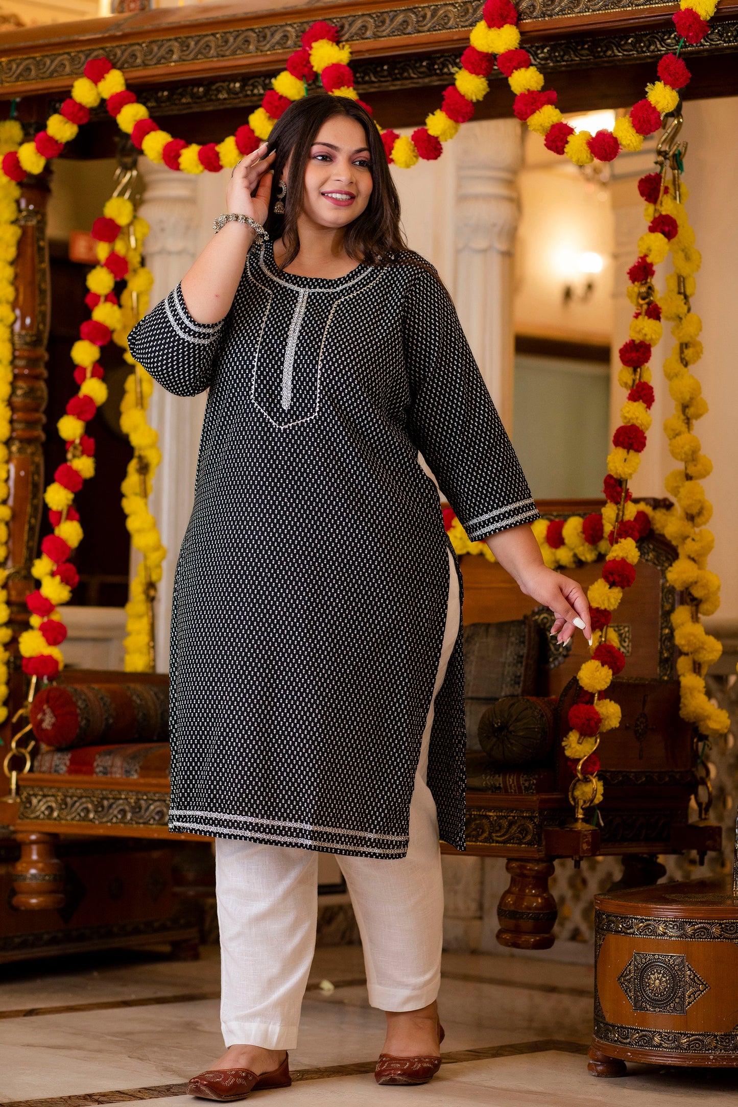 Black Pure Cotton Straight Kurti