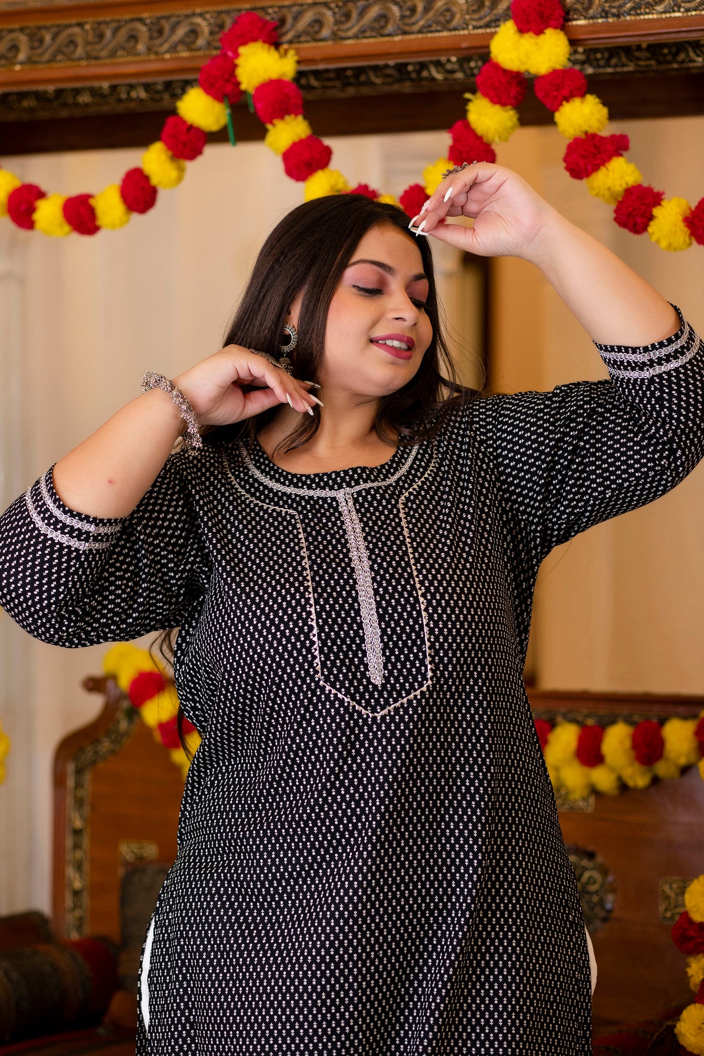 Black Pure Cotton Straight Kurti