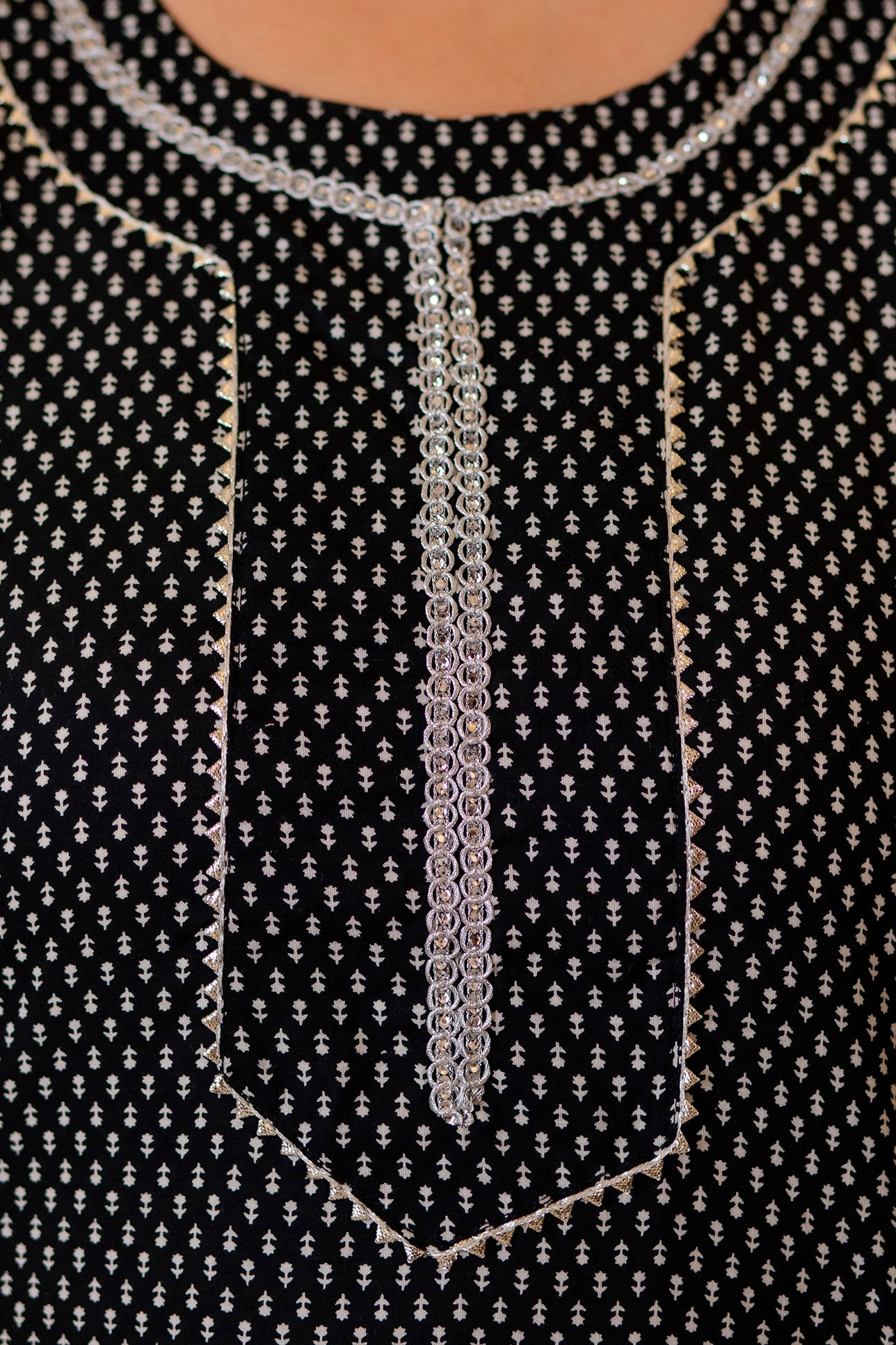 Black Pure Cotton Straight Kurti