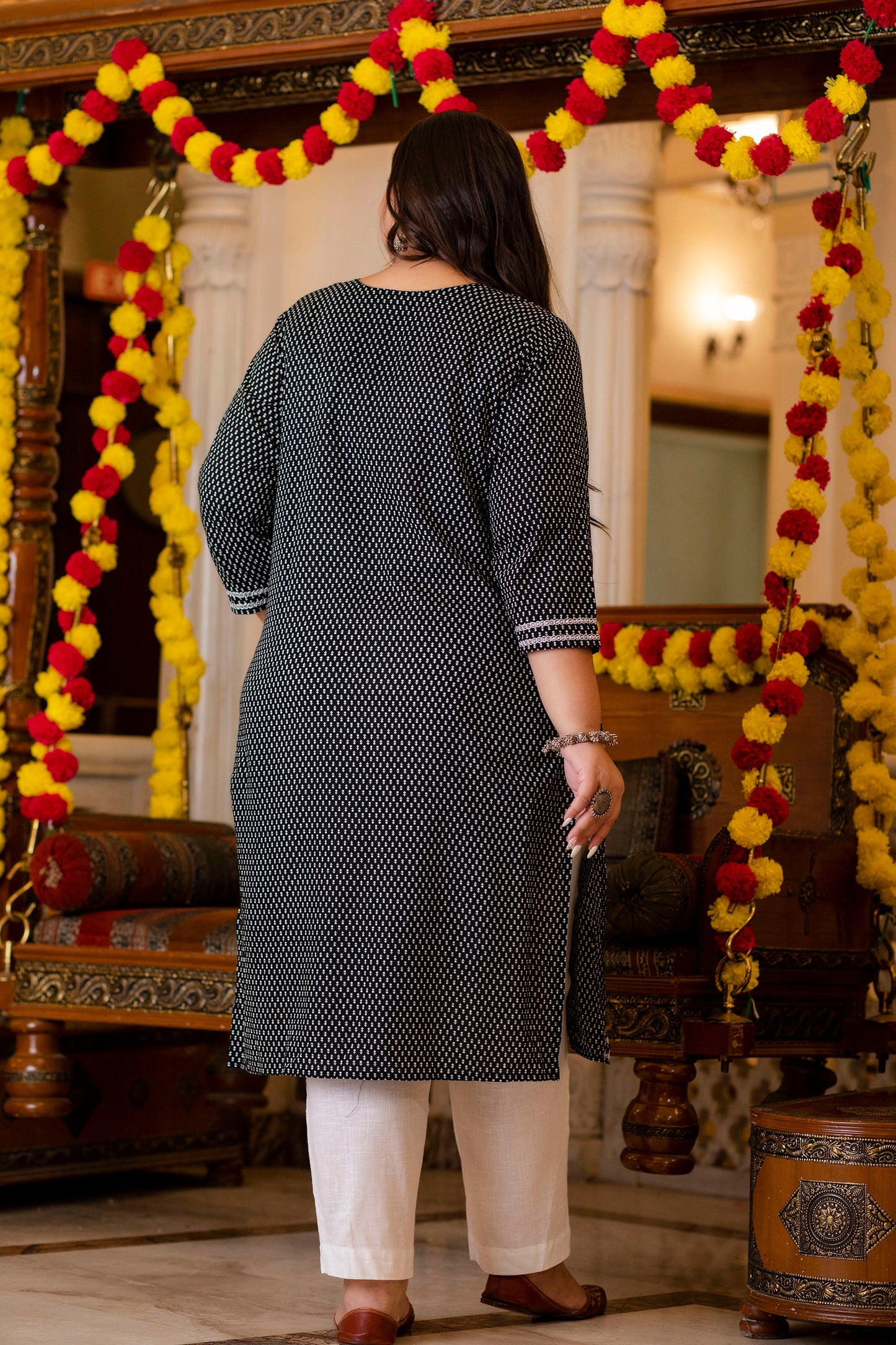 Black Pure Cotton Straight Kurti