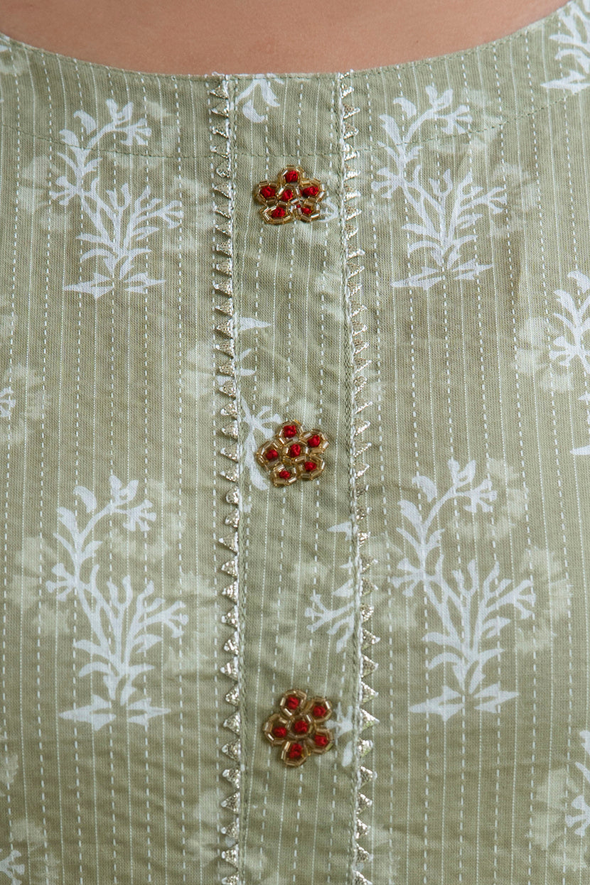 Light Khaki Pure Cotton Straight Kurti