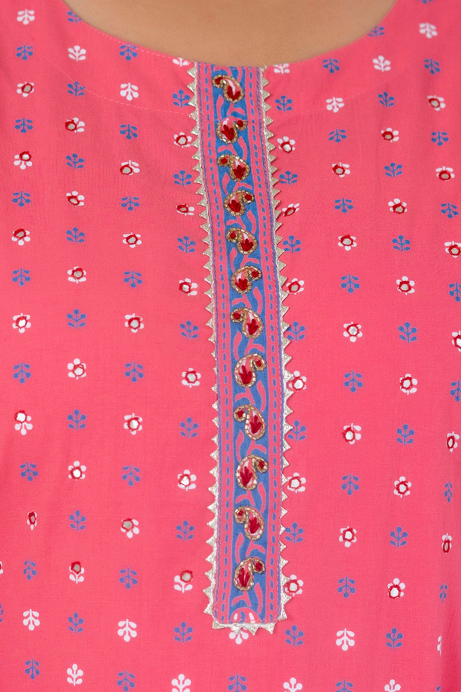 Pink Pure Cotton Straight Kurti