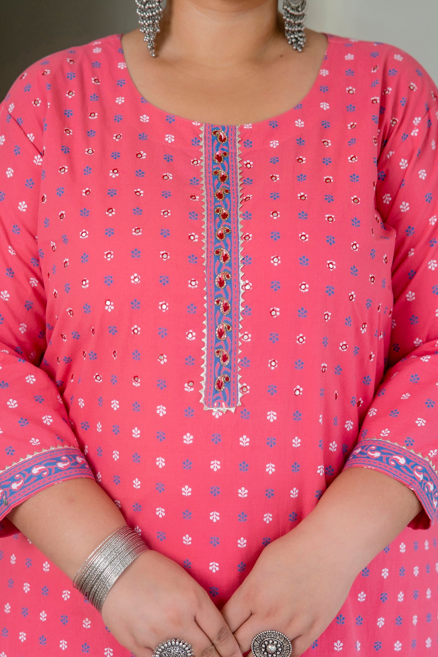 Pink Pure Cotton Straight Kurti