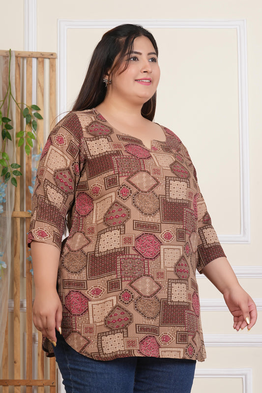 Peach Rayon Printed Top