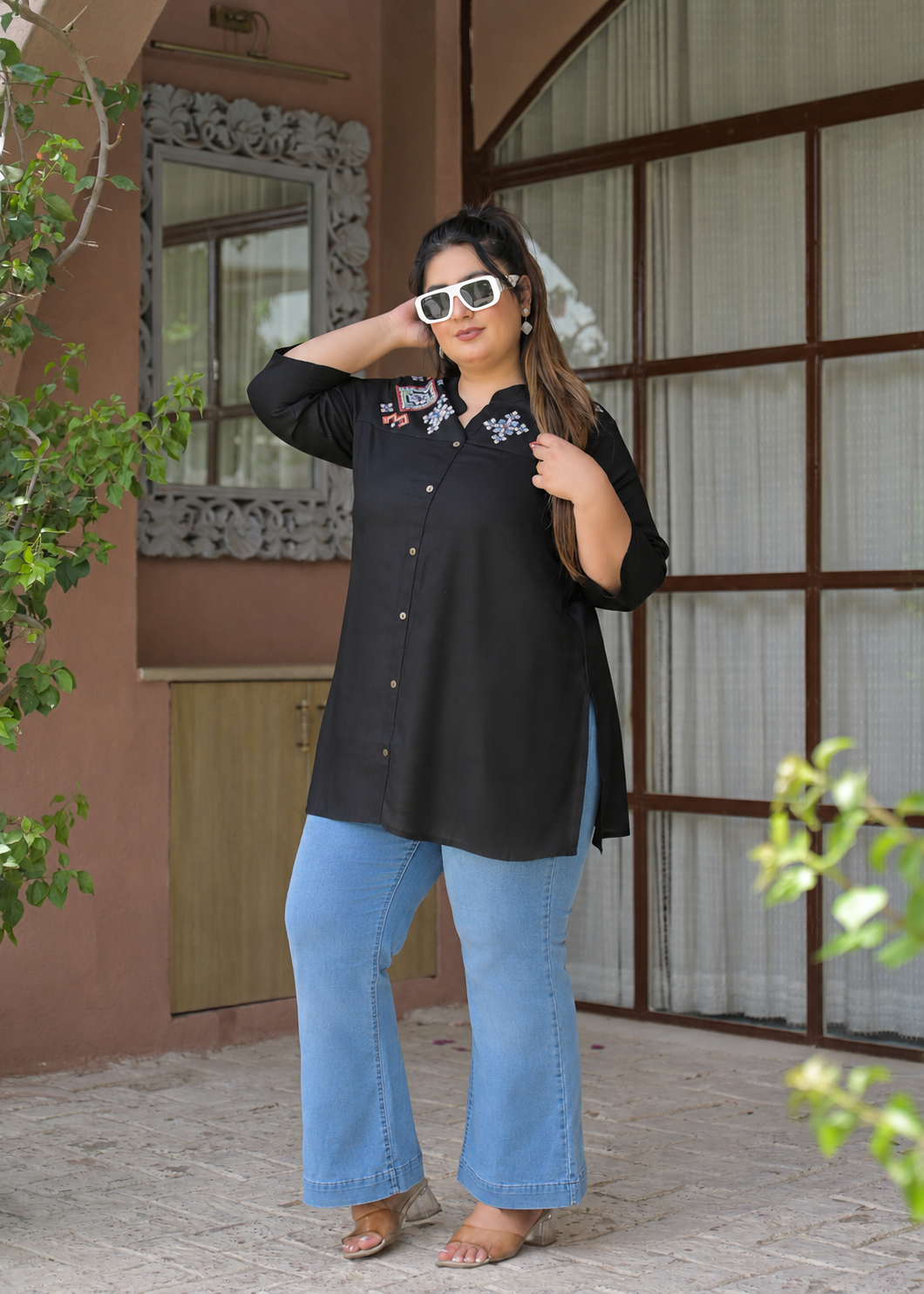 Black Embroidered Top