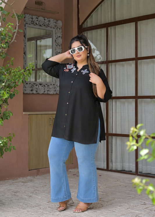 Black Embroidered Top
