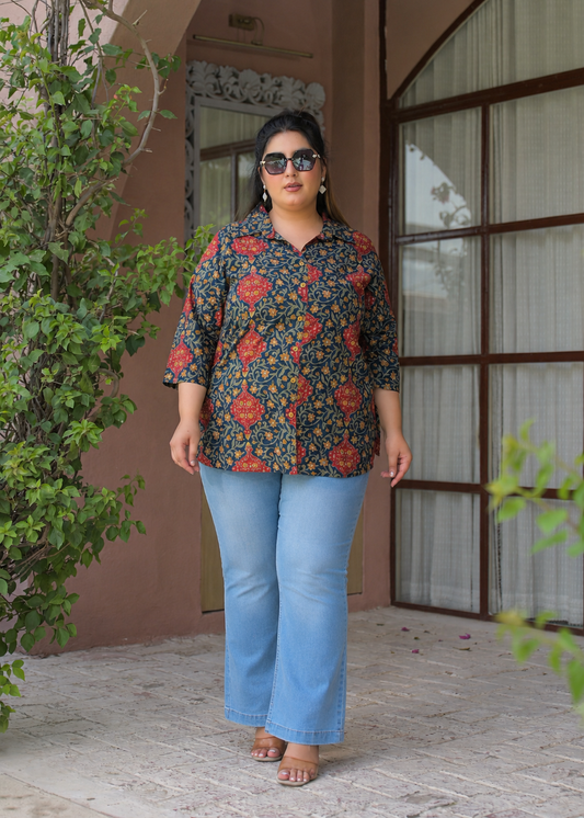 Navy Blue Cotton Top