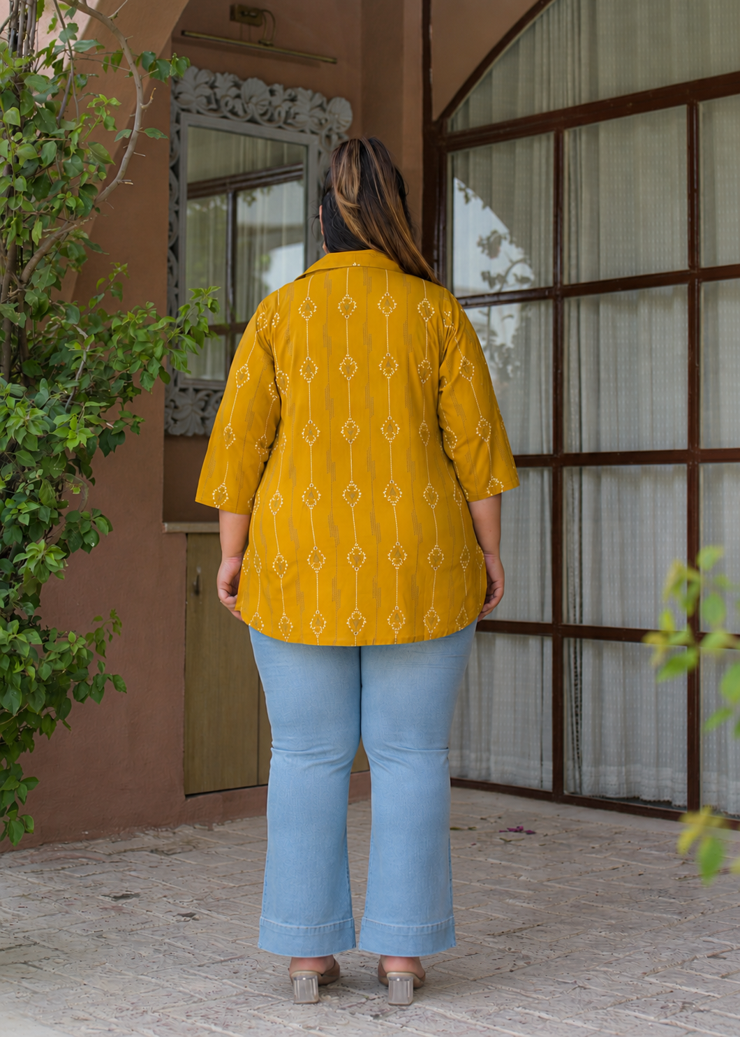 Yellow Collar Neck Cotton Top