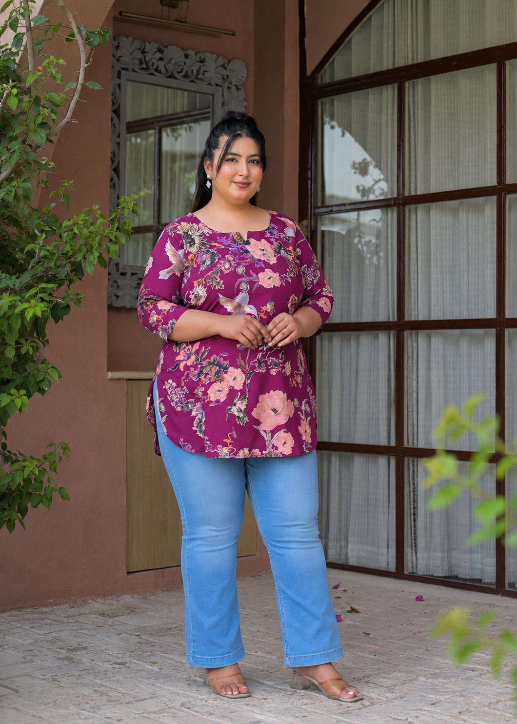 Pink Pure Cotton Printed Top