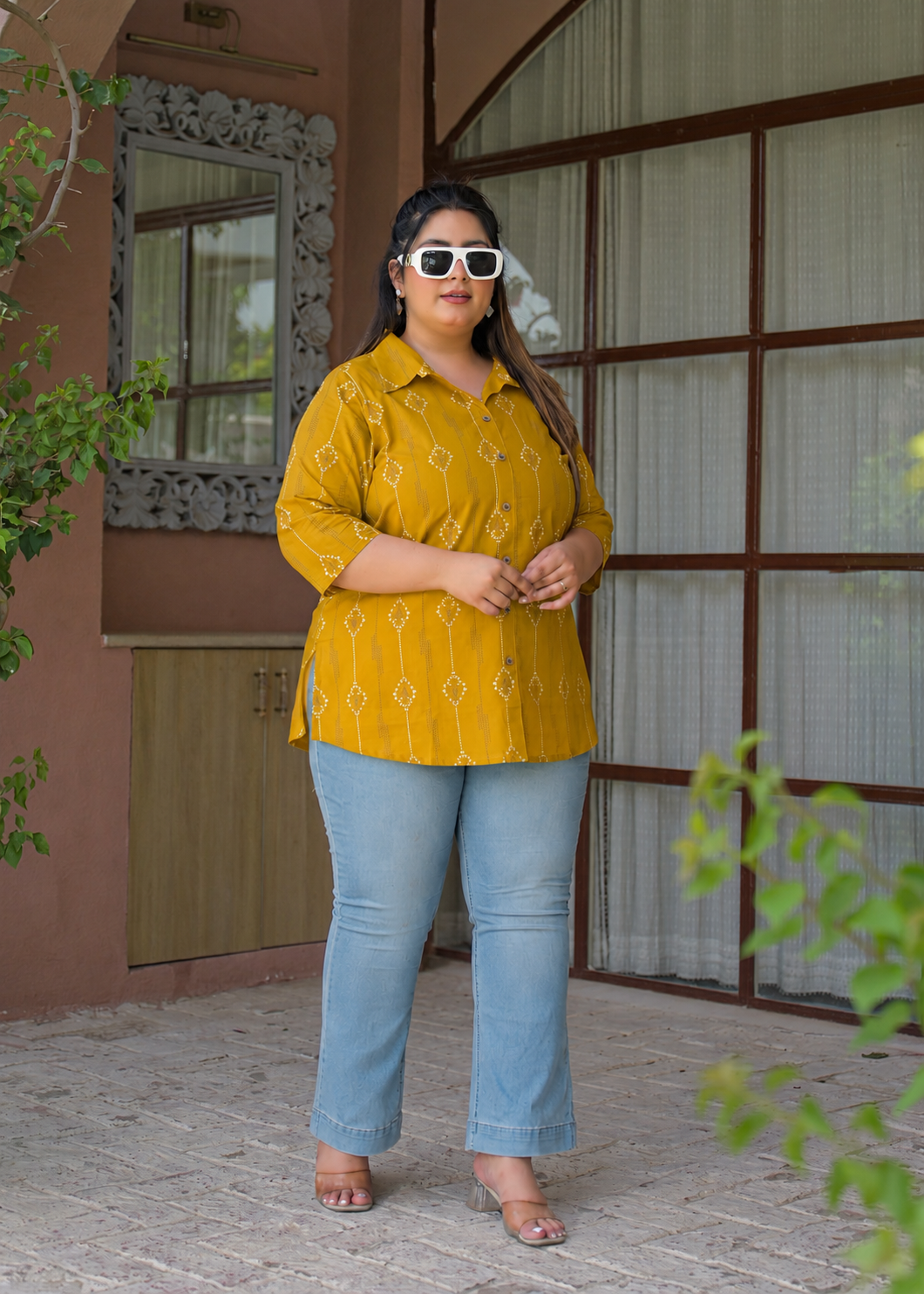 Yellow Collar Neck Cotton Top