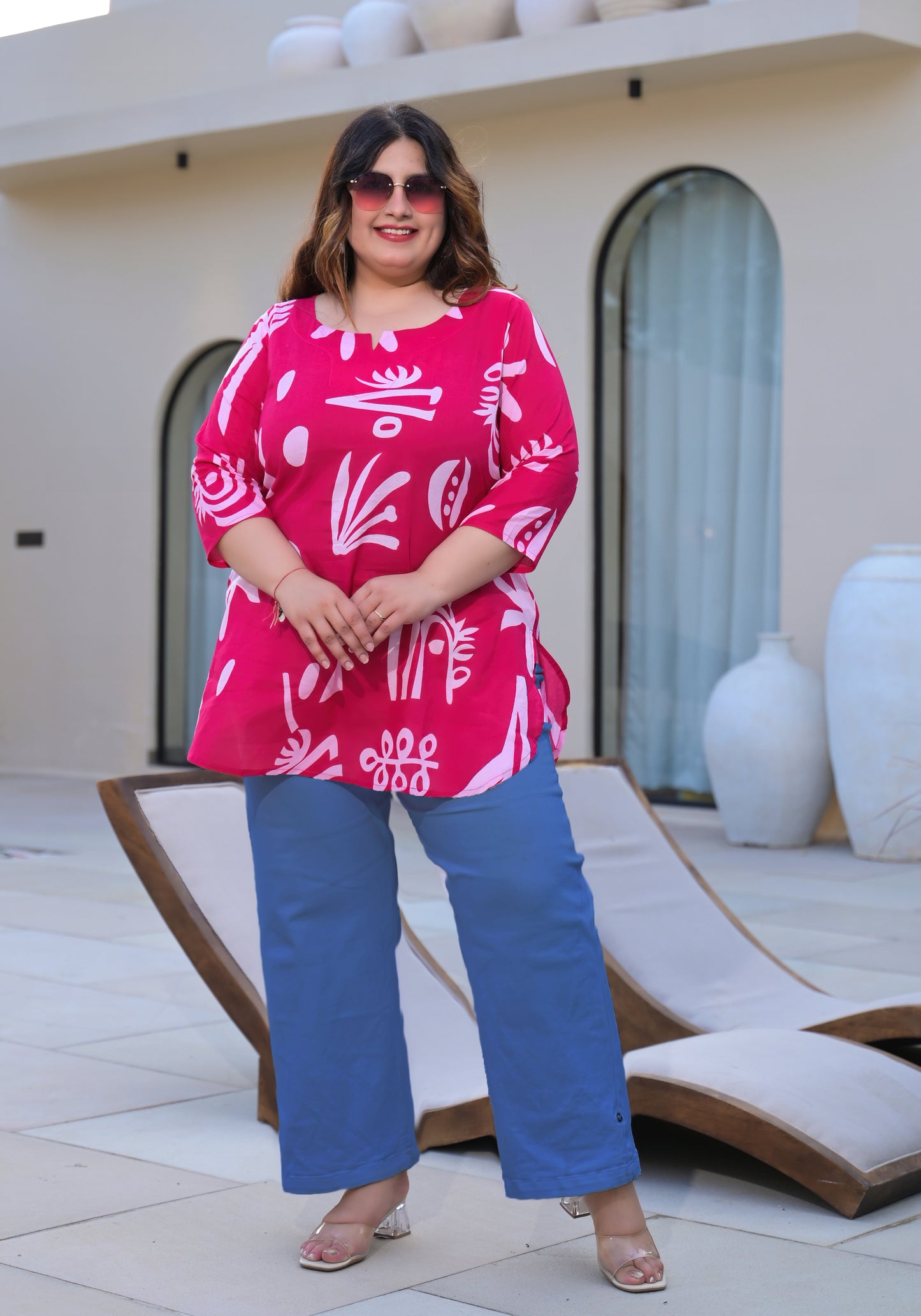 Pink Abstract Printed Top