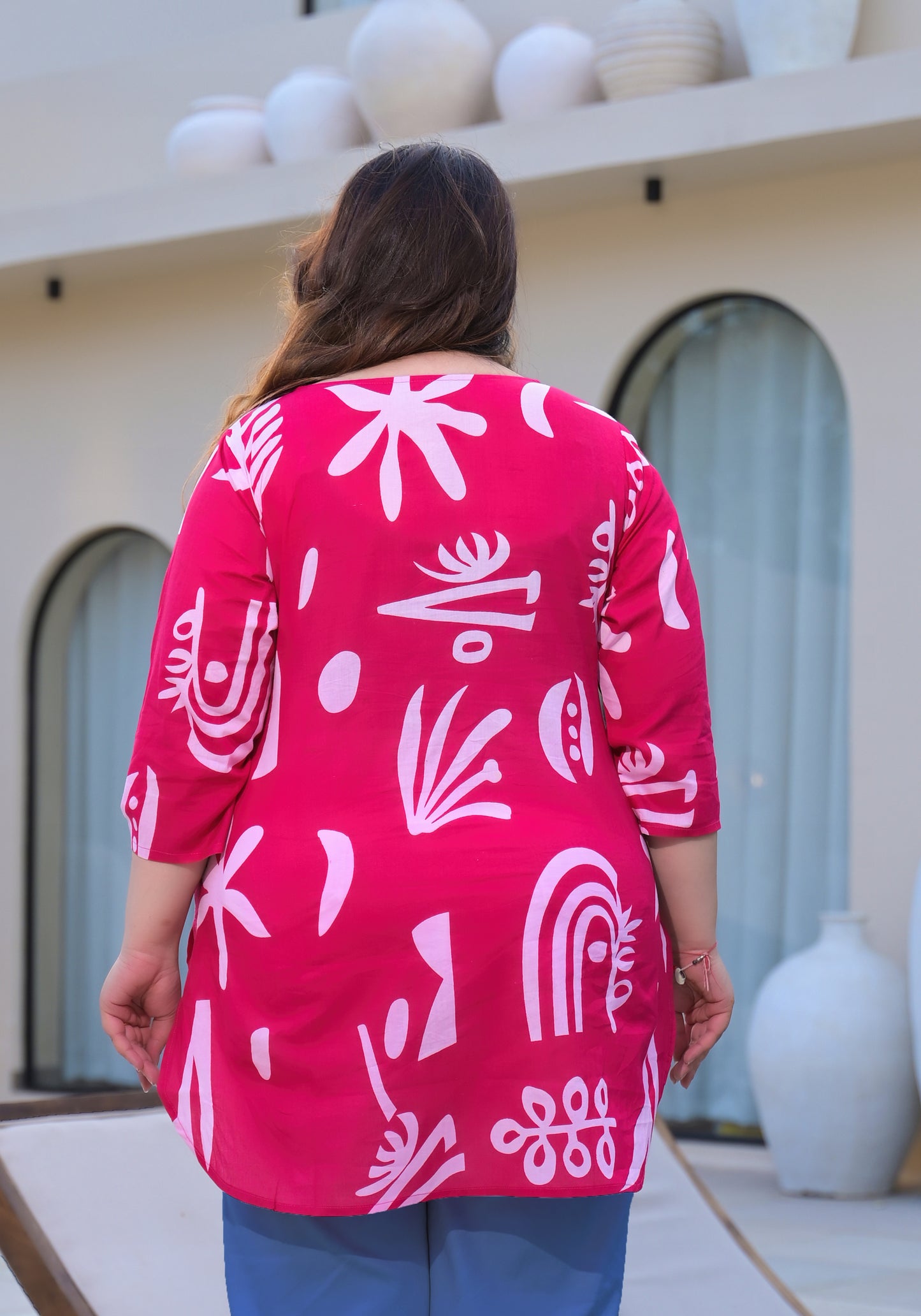 Pink Abstract Printed Top