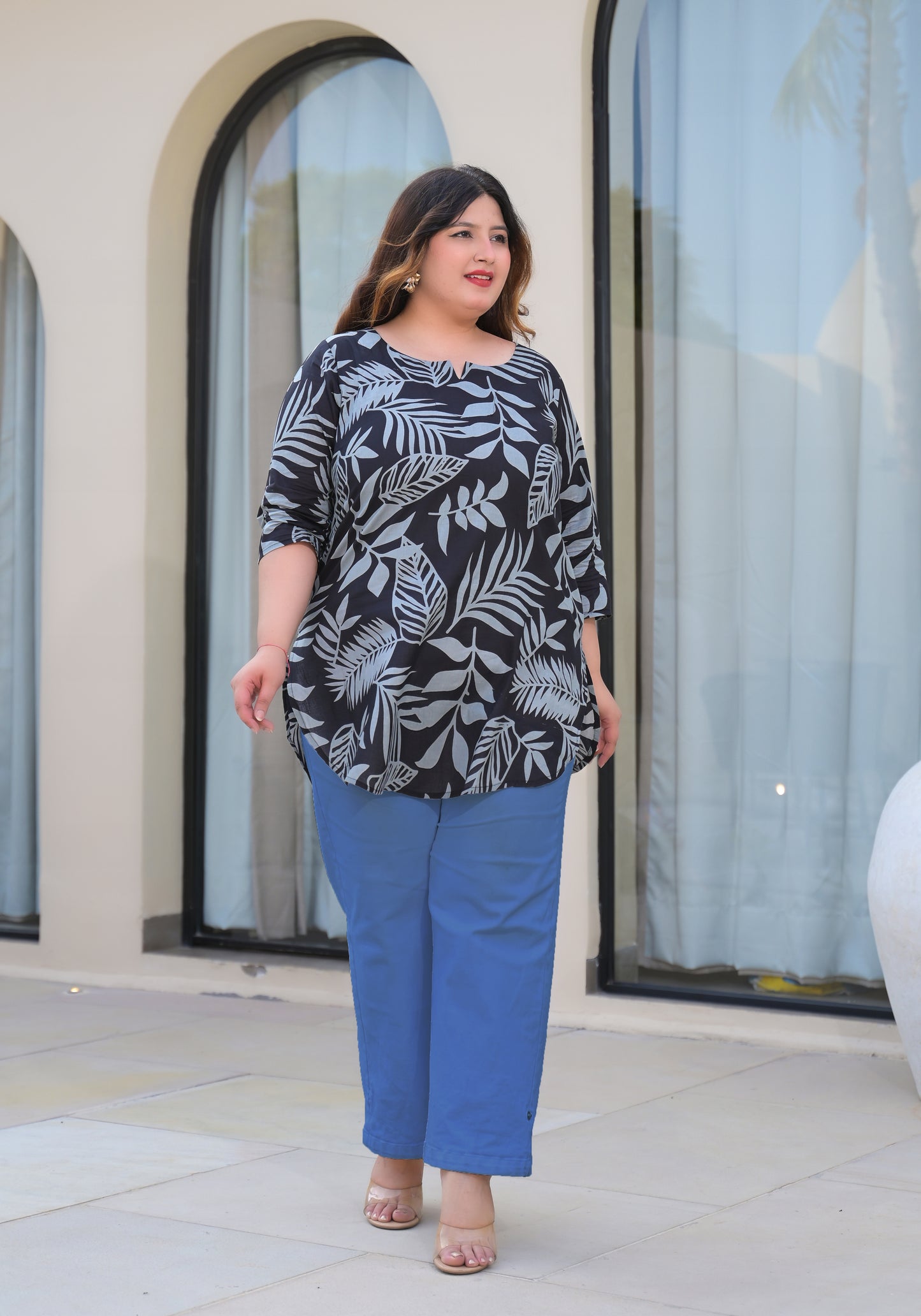 Black Floral Printed Top
