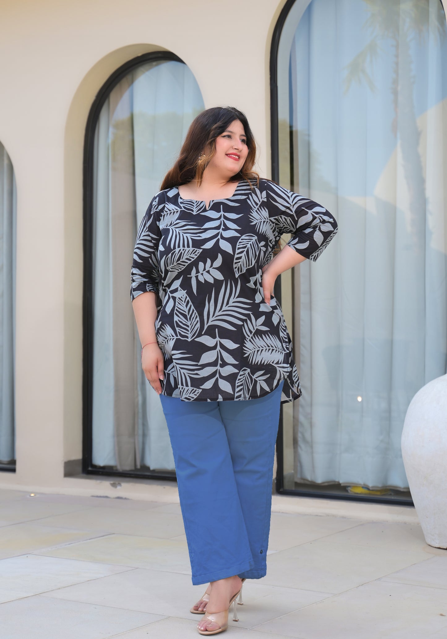 Black Floral Printed Top