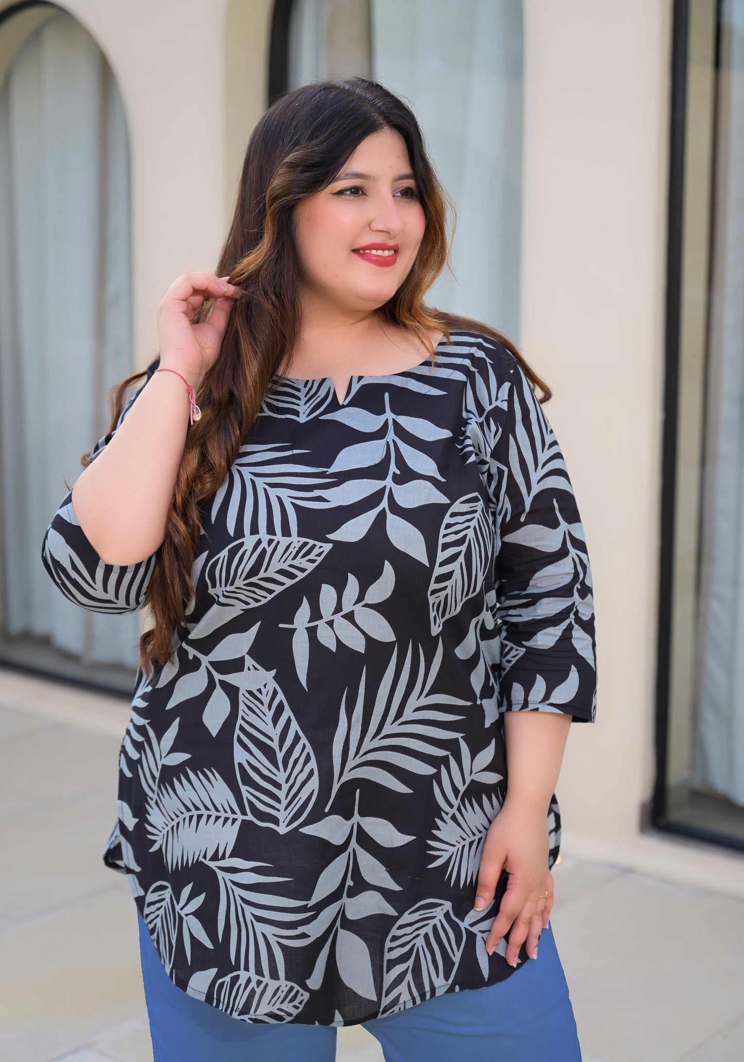 Black Floral Printed Top