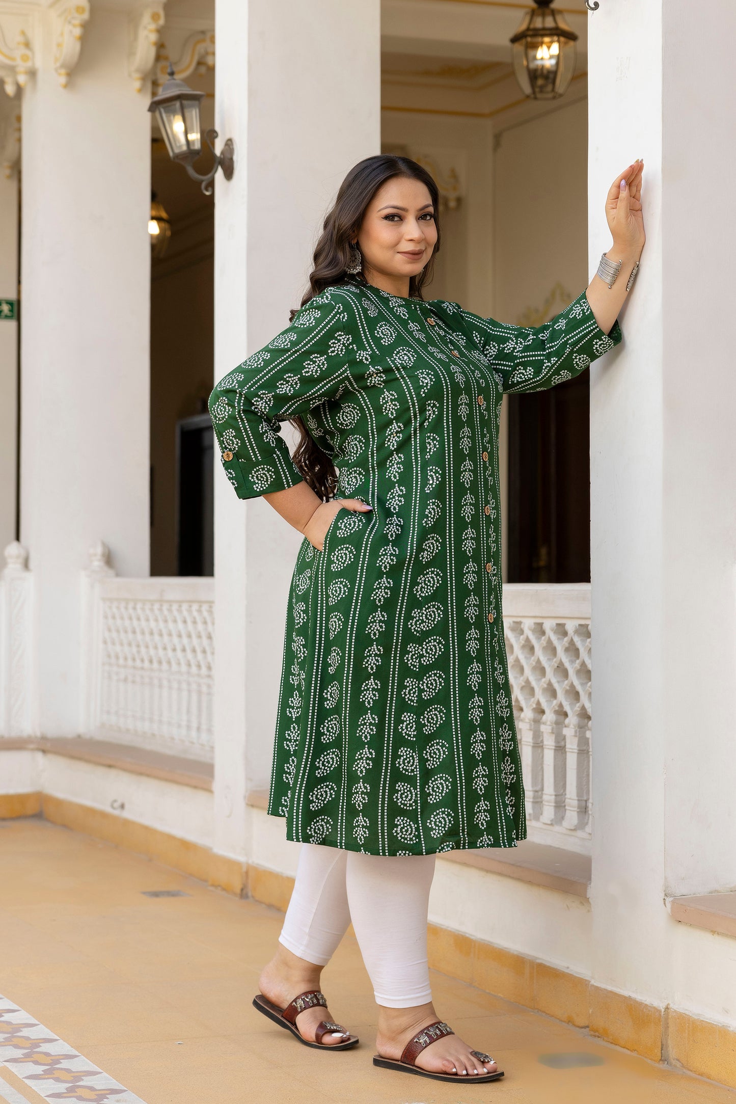 Light Green Front Slit Princess Cut 'A' Line Kurta