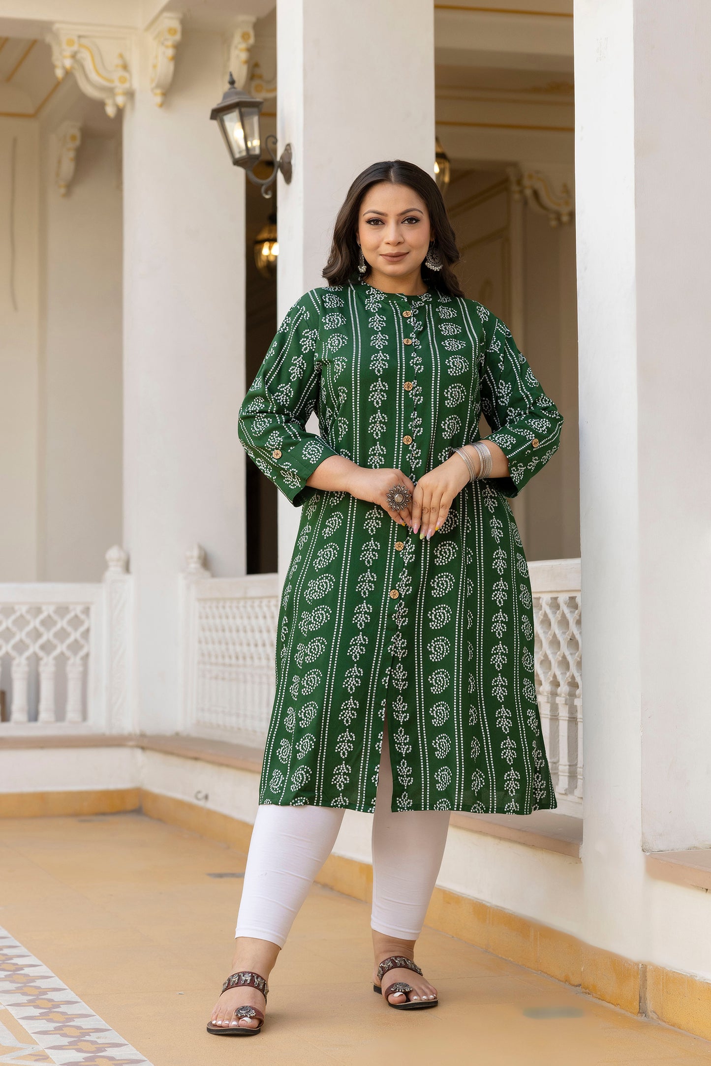 Light Green Front Slit Princess Cut 'A' Line Kurta