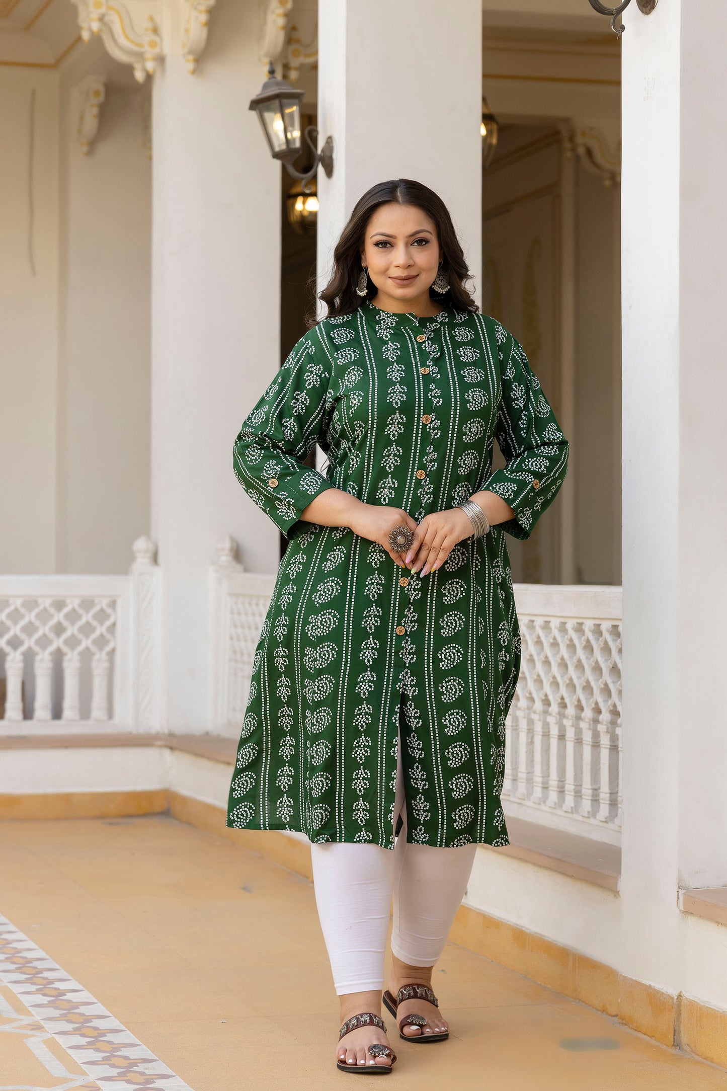 Light Green Front Slit Princess Cut 'A' Line Kurta