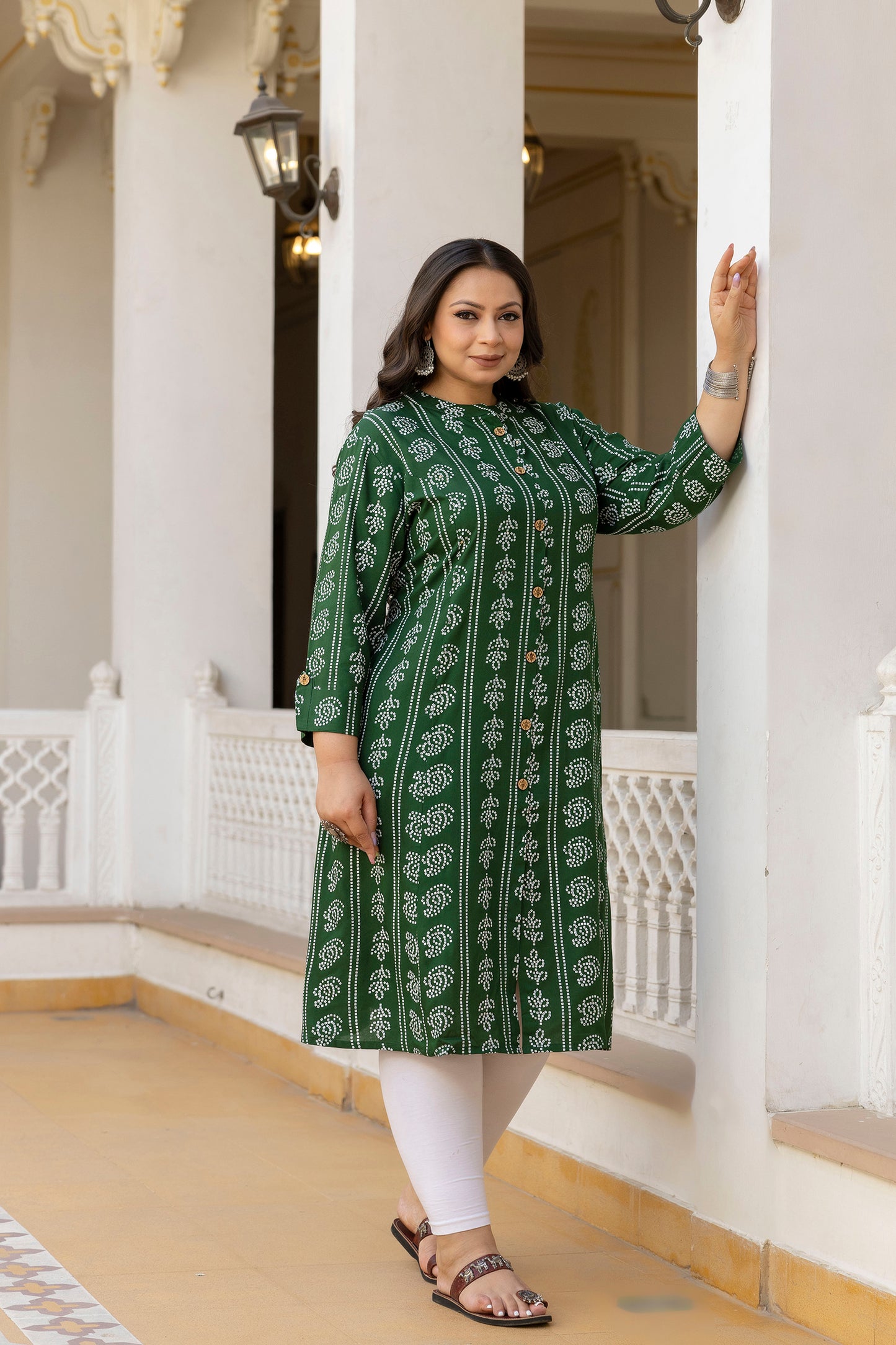 Light Green Front Slit Princess Cut 'A' Line Kurta