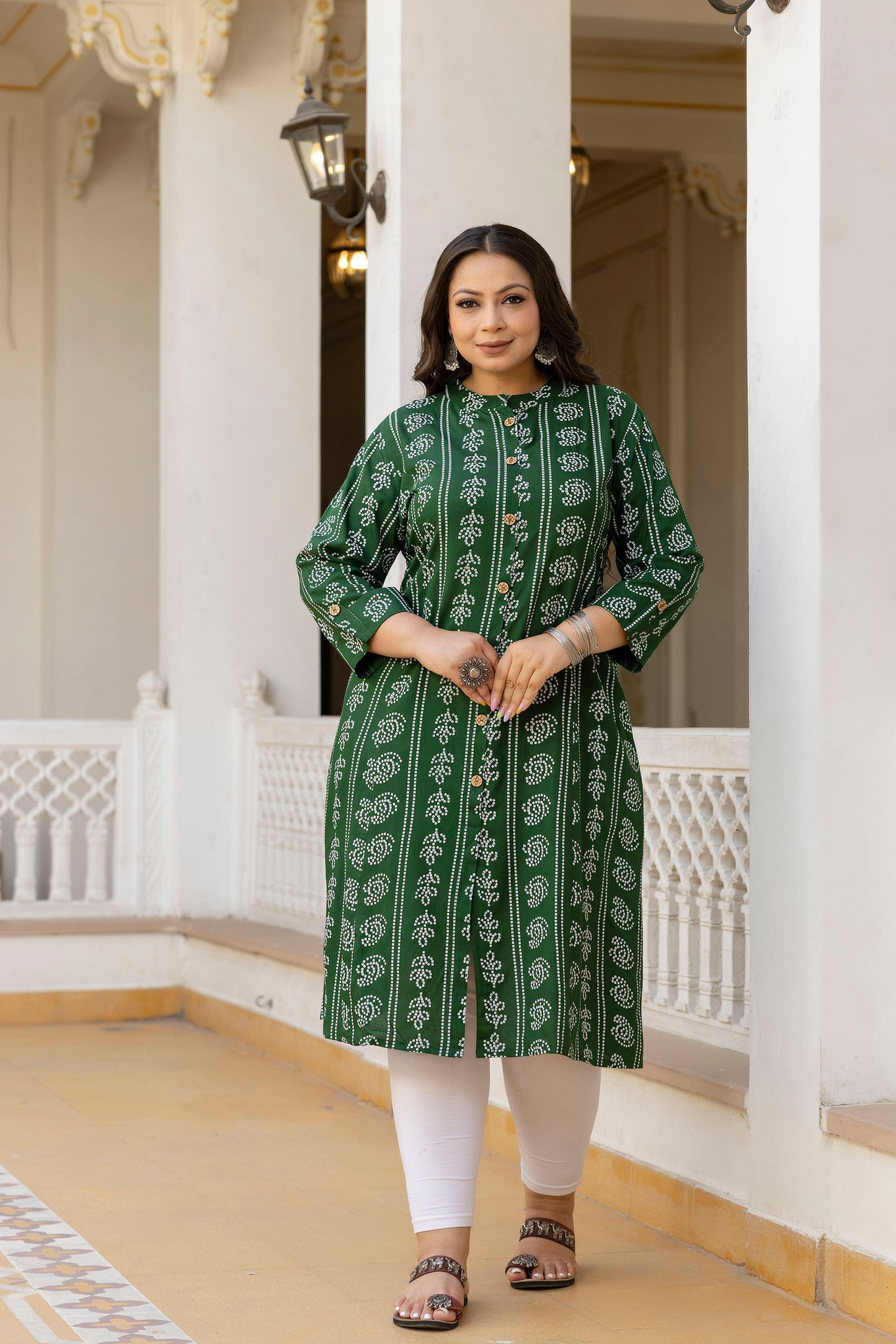 Light Green Front Slit Princess Cut 'A' Line Kurta