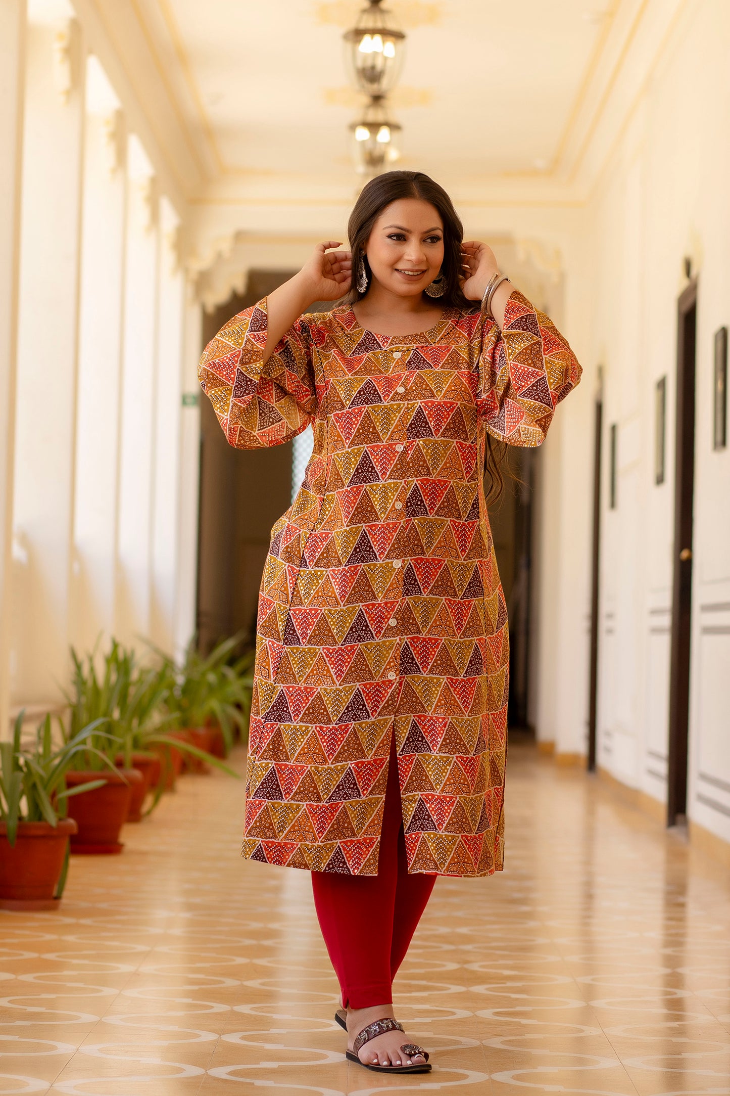 Multi Front Slit Princess Cut 'A' Line Kurta