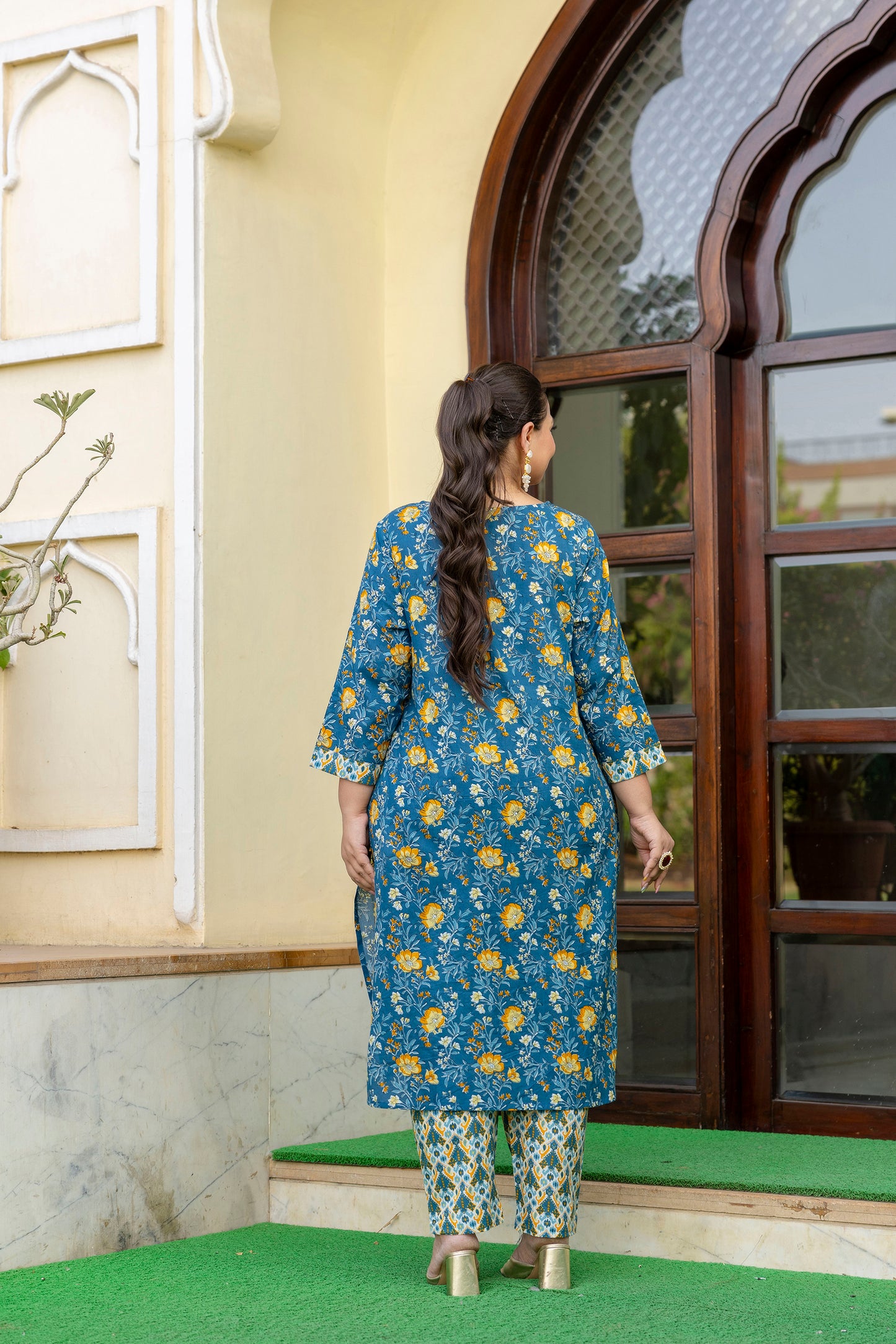 Blue Cotton Kurta pant Dupatta Set