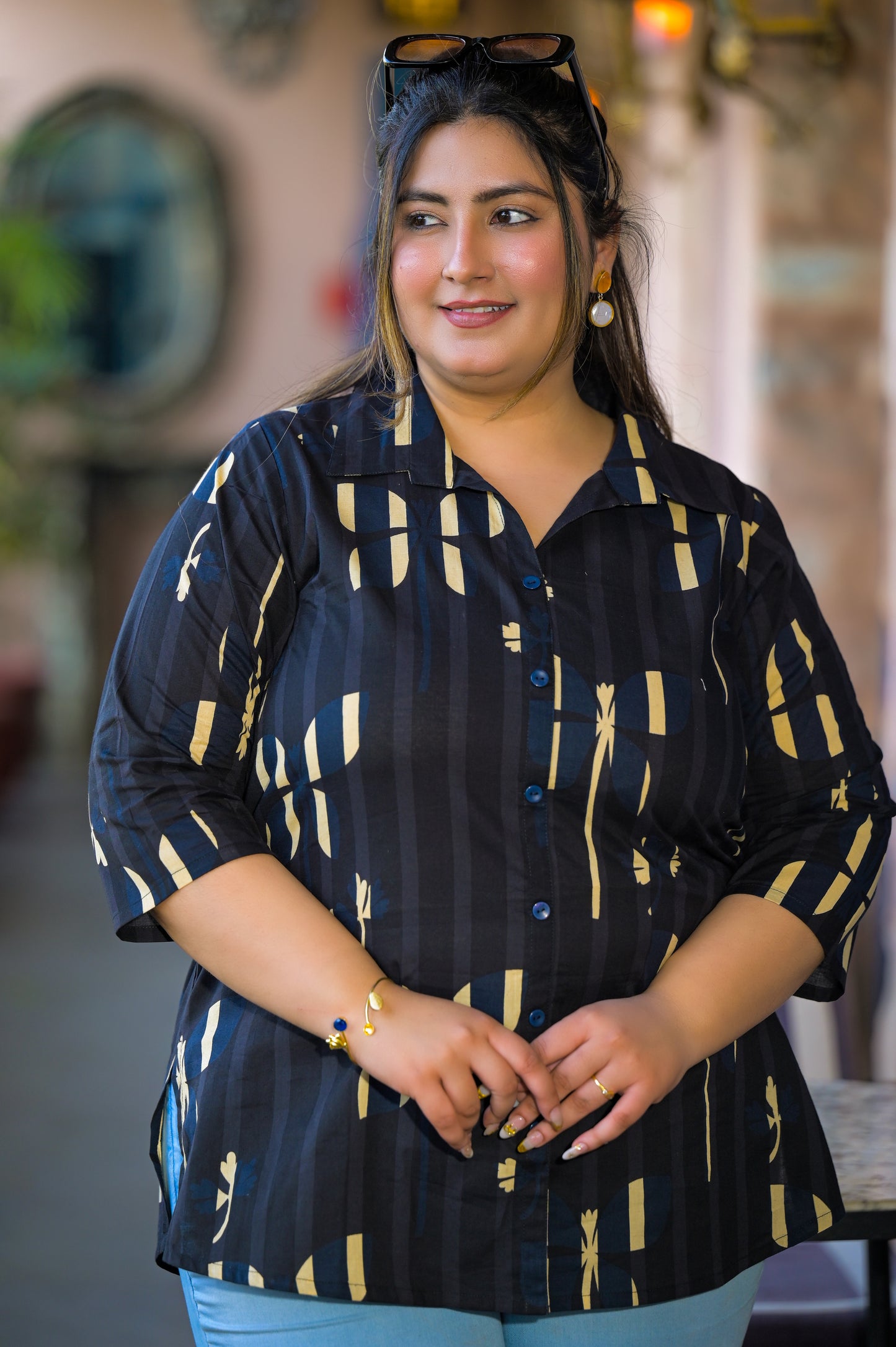 Black Pure Cotton Printed Top