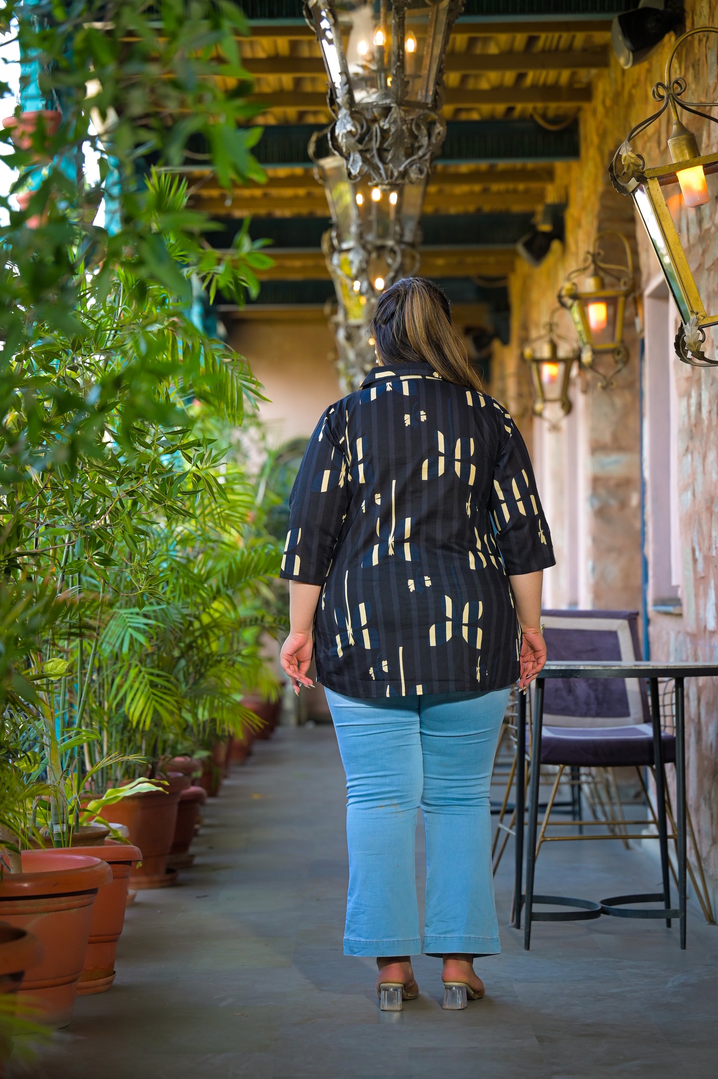 Black Pure Cotton Printed Top