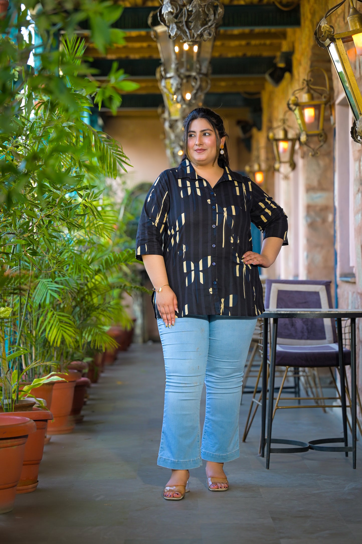 Black Pure Cotton Printed Top