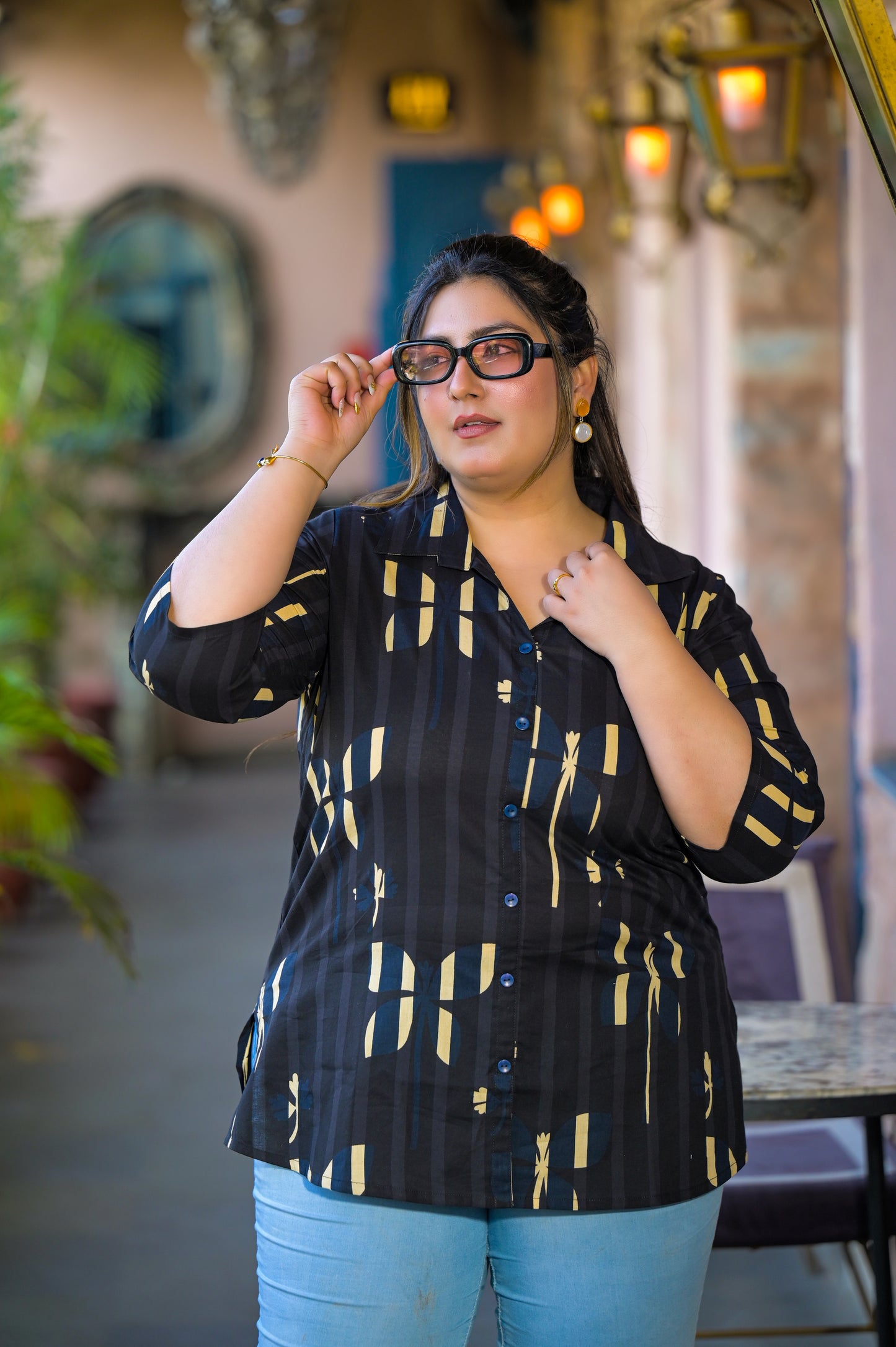 Black Pure Cotton Printed Top