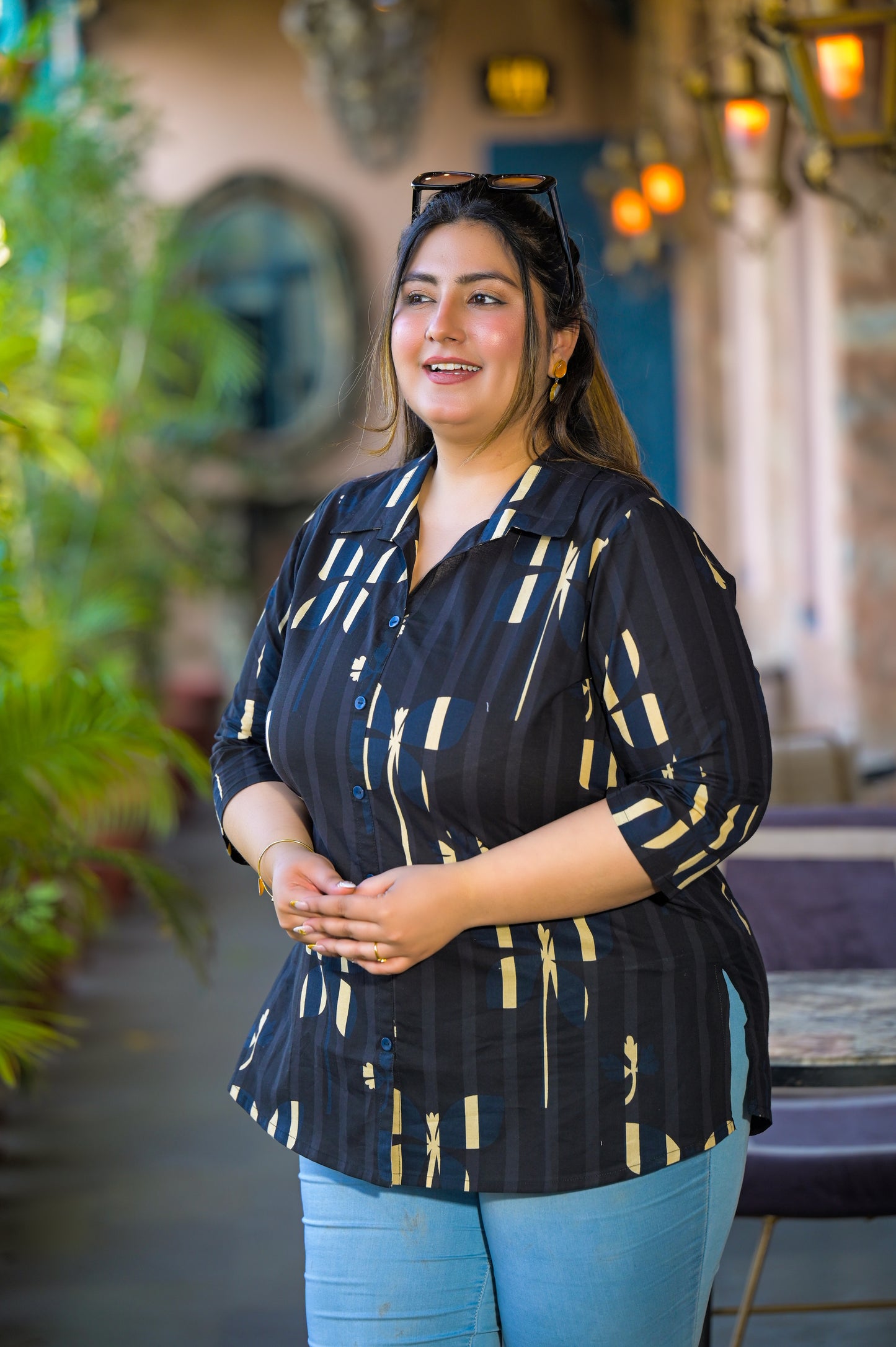 Black Pure Cotton Printed Top